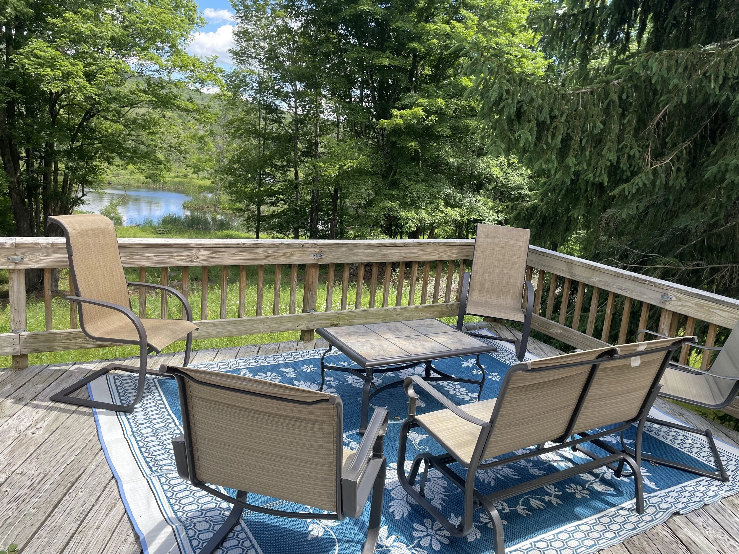 Seasonal Deck Seating with Pond Views