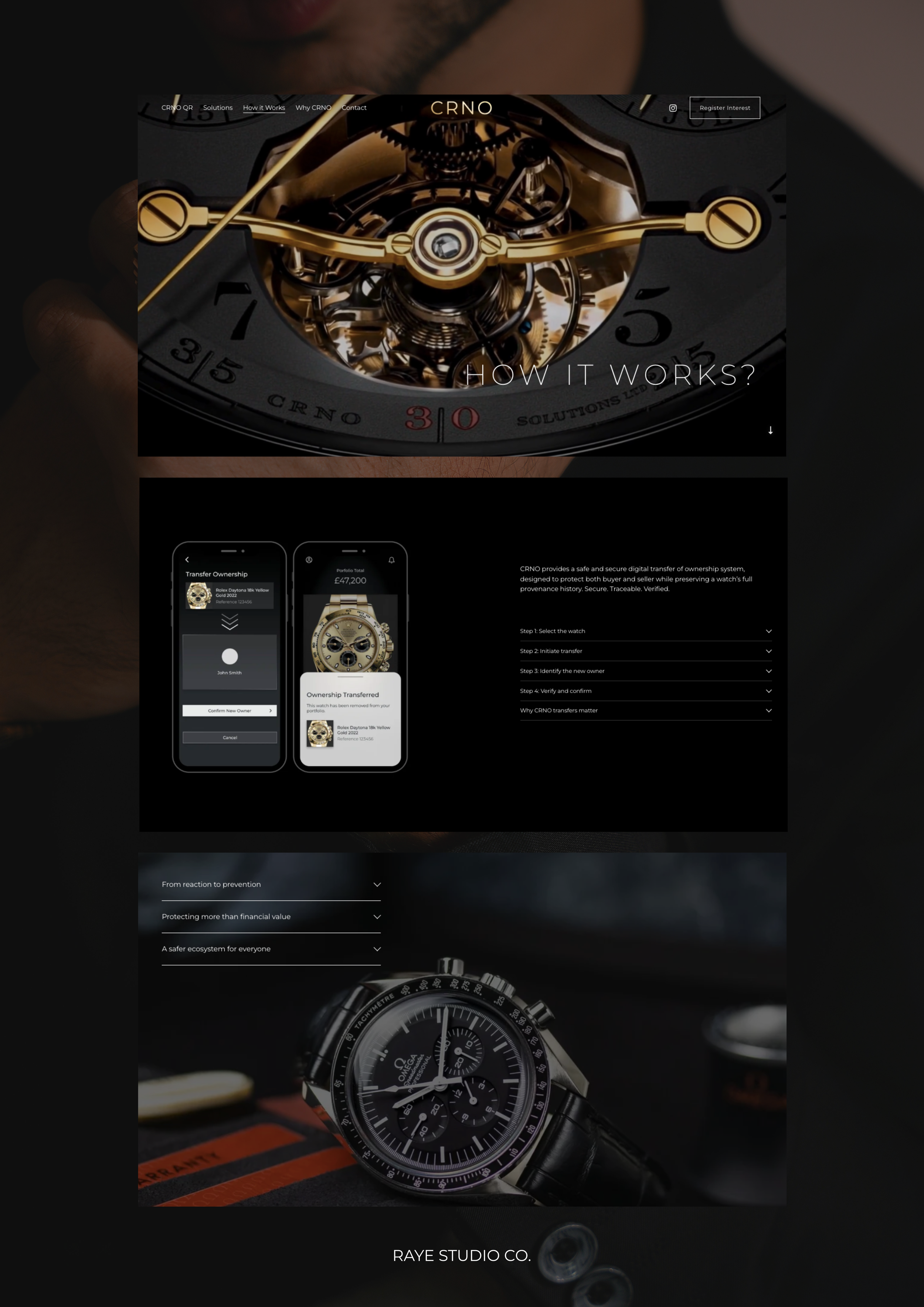 Raye studio brand identity design website CRNO London