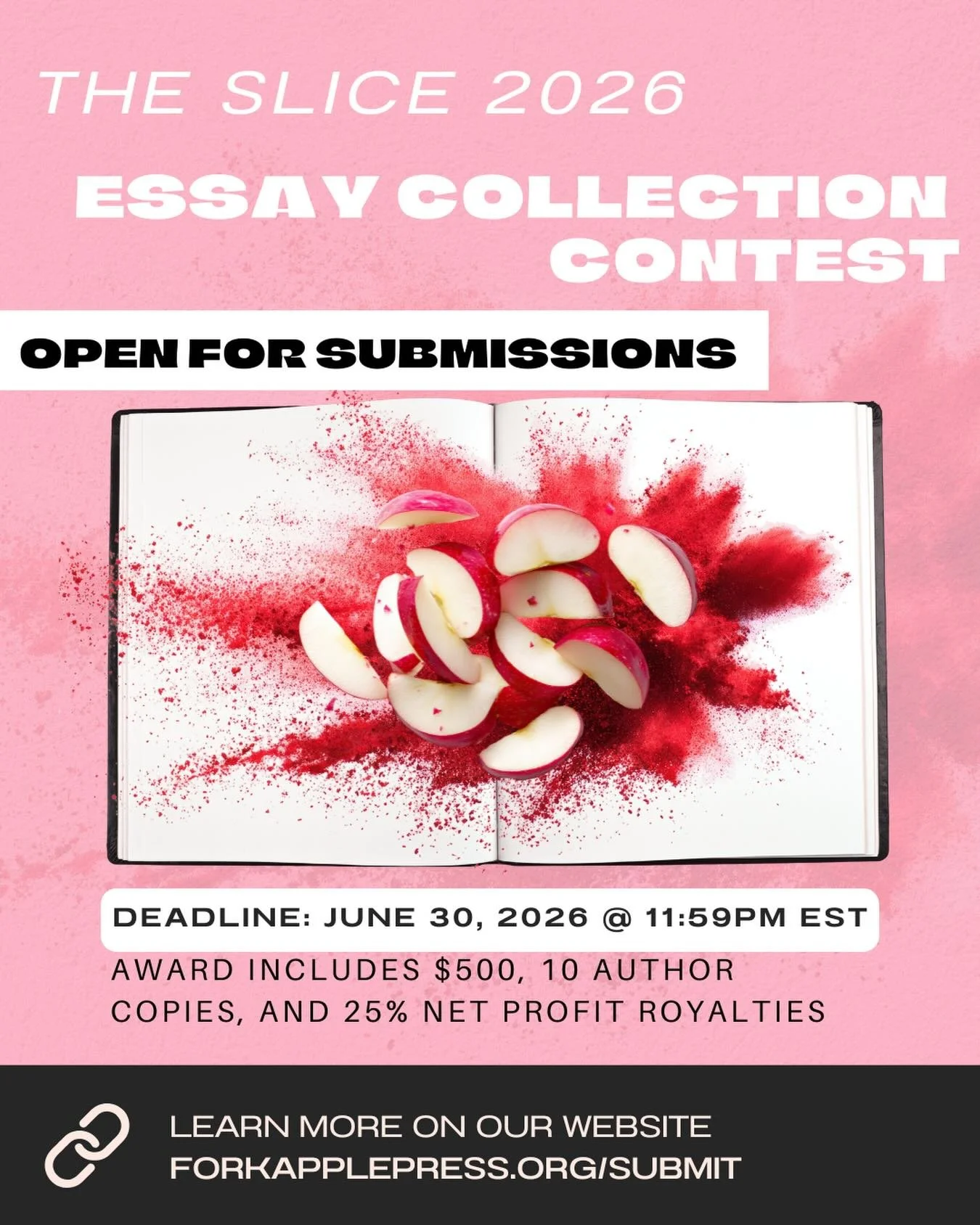 Submissions for The Slice Essay Collection contest are now open! We&rsquo;re looking for your collections of creative nonfiction. We&rsquo;re open to traditional nonfiction essays, or non-traditional/hybrid CNF forms. Send us your best work for the c