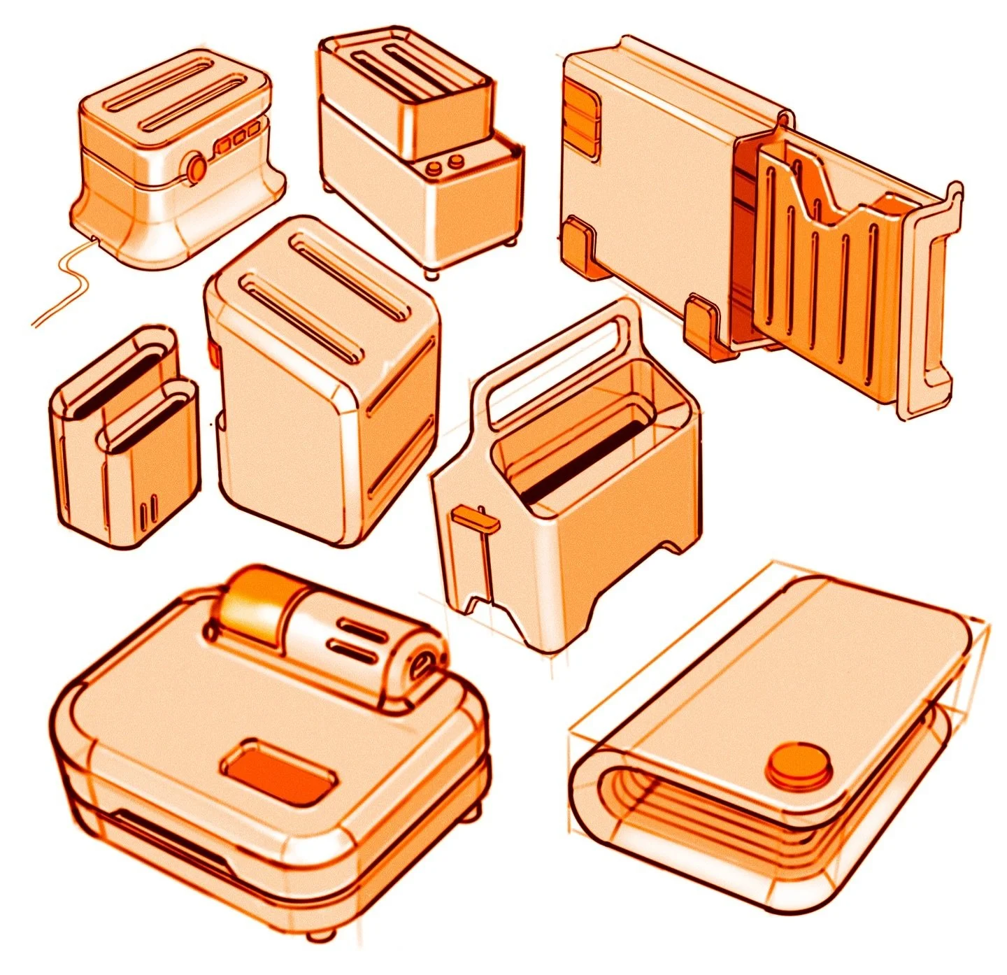 Toasters! 

#idsketch3 #sketch #sketching #idsketch #industrialdesign #designsketch #sketchbook #procreate #hardsurfacemodeling #design #sketchingdaily