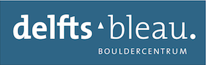 Logo for delfts bleu Boulder Center with white text on a blue background.