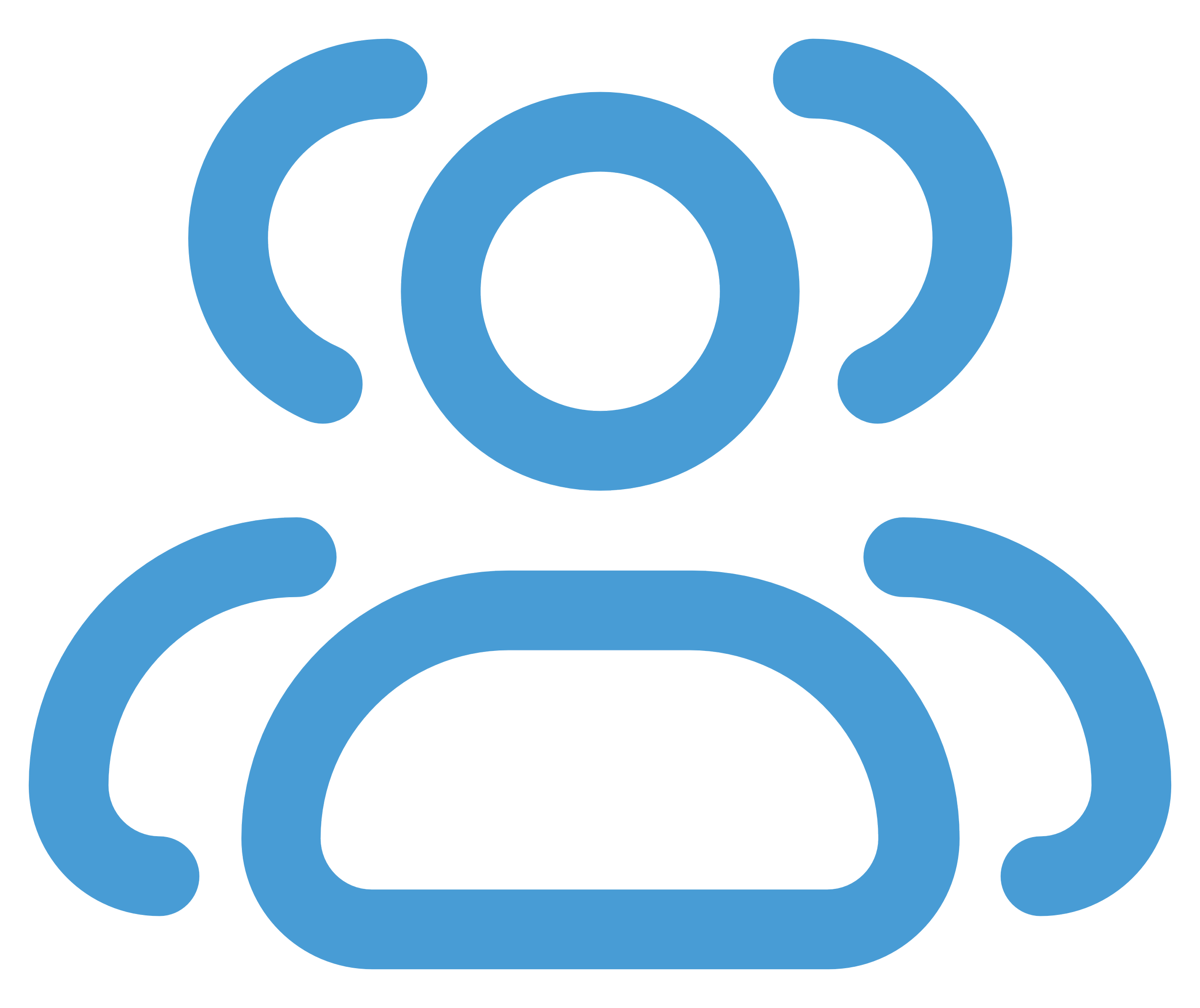 Icon of two people engaging in a conversation, depicted as abstract blue outline figures with speech bubbles.