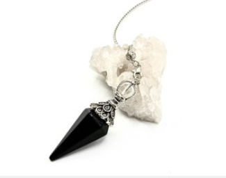 Black Obsidian Double Cap Pendulum