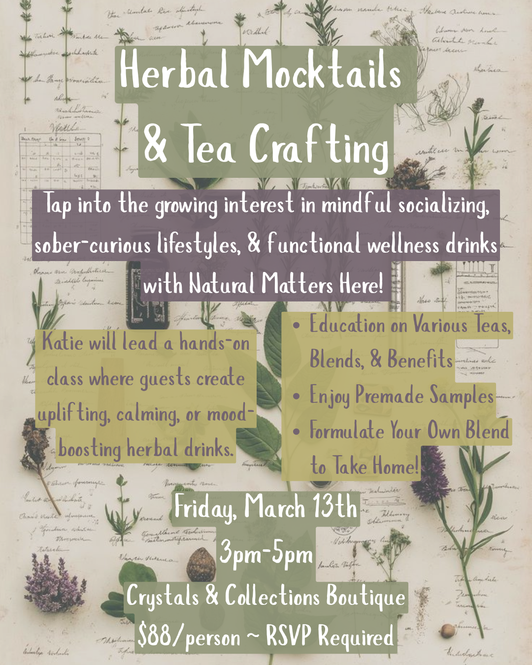 Herbal Mocktail &amp; Tea Crafting Class