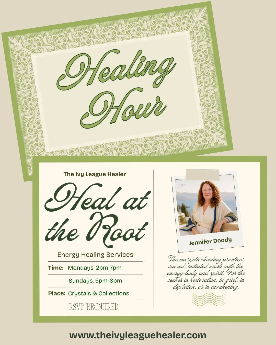 Jennifer Doody, the Ivy League Healer, has partnered with Crystals &amp; Collections to provide Healing Hours for the community. Jennifer is trained and insured in energy healing services including readings, clearings, meditations, educational classe