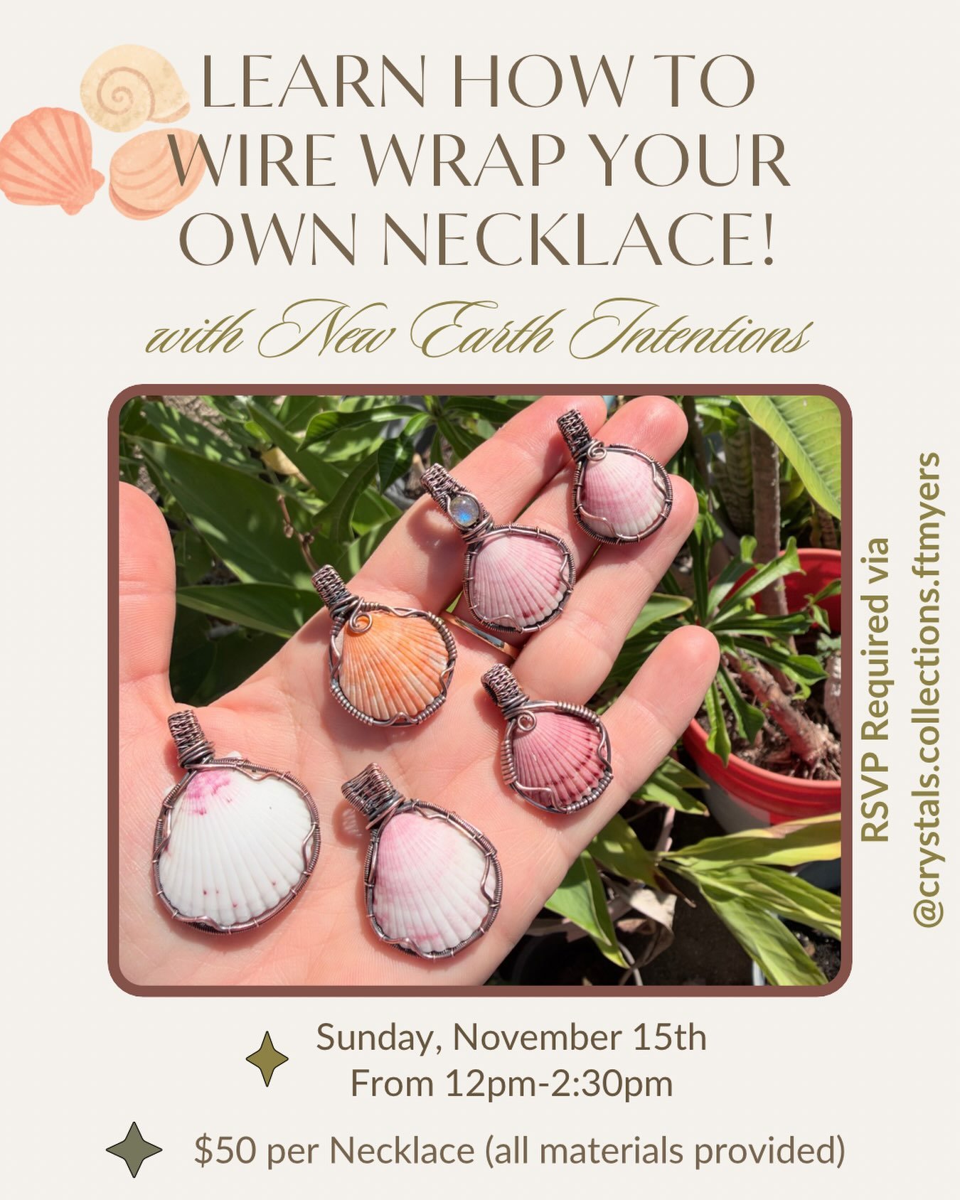 Season is almost back in full swing &amp; it&rsquo;s time for more in-store events!! @newearthintentions is bringing her supplies and A game, but this time, with seashells 🐚😋

DM me or Rachel to reserve your spot 🤍