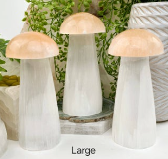 Large Selenite Crystal Mushroom - Orange and White Selenite