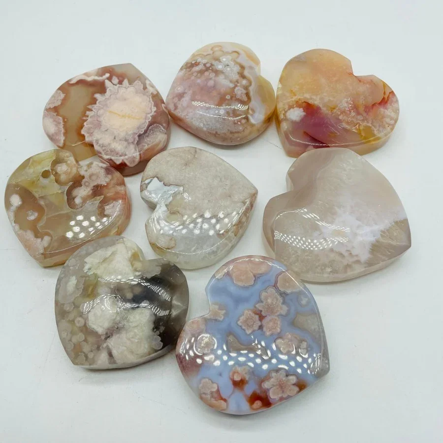 Sakura Flower Agate Heart