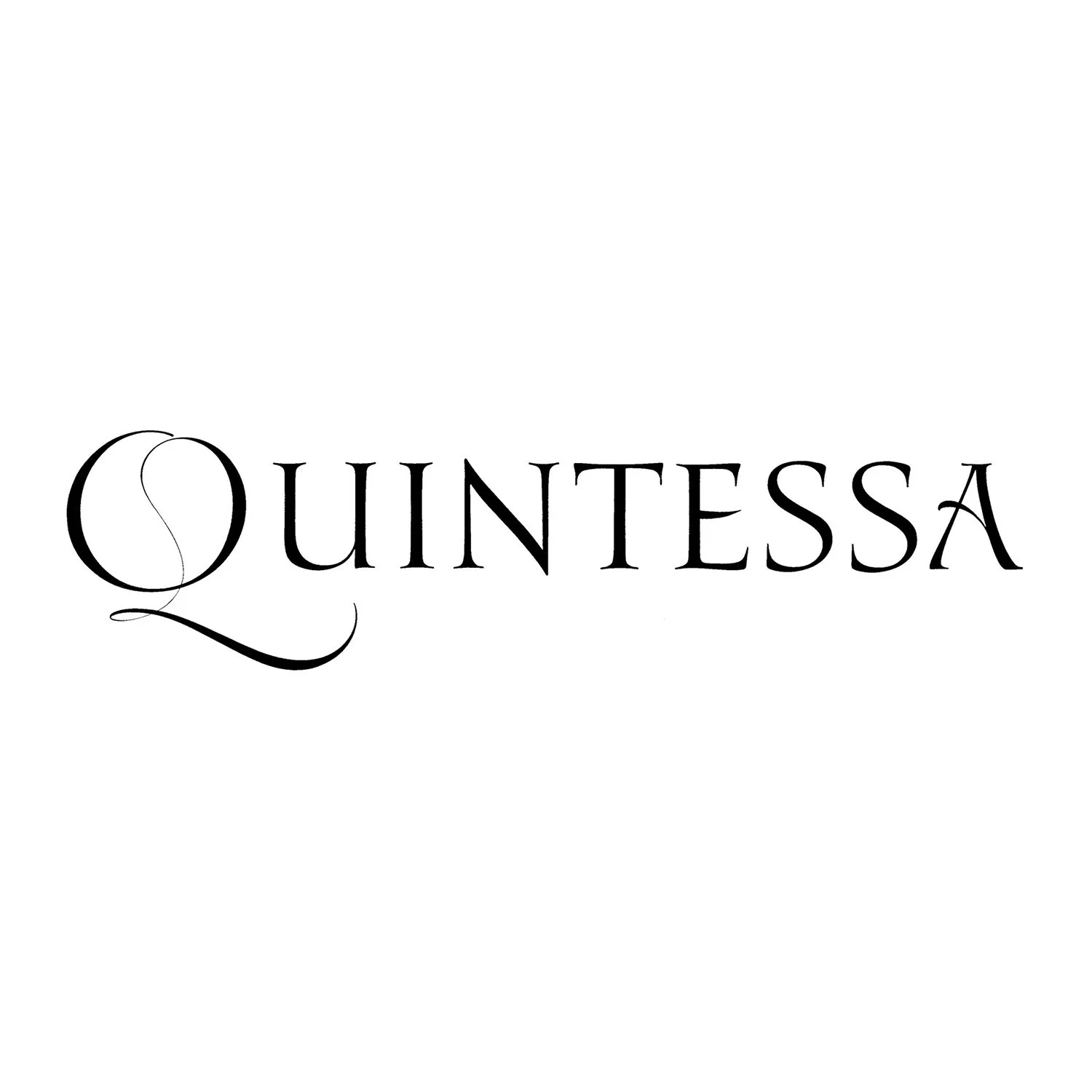 Black text reading 'Quintessa' on a white background with a stylized letter 'Q'.