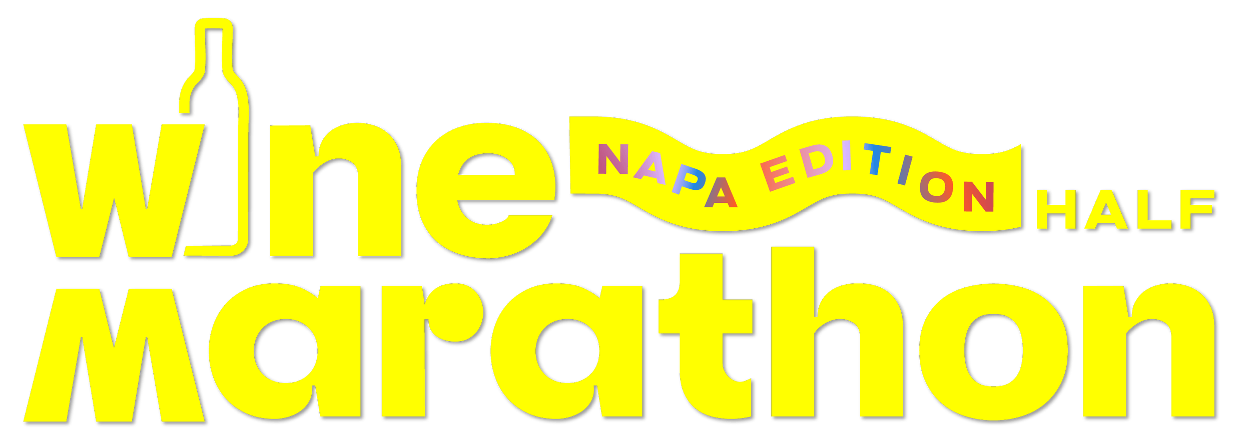 Text reading 'When WJIE Nap Edition Half Market' with colorful letters and a wine bottle illustration.