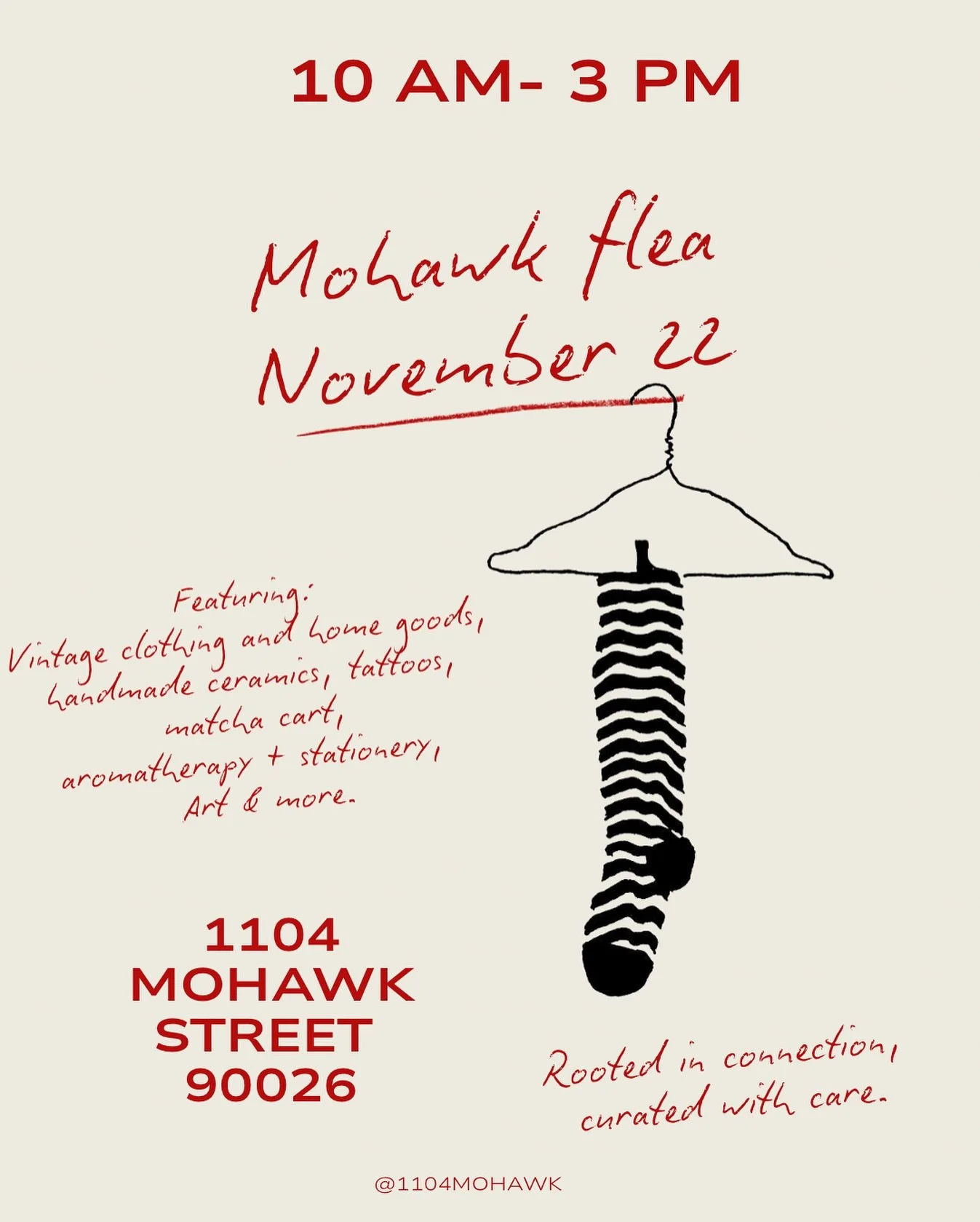 Next weekend we&rsquo;re turning the space  into a little community flea 🪩
Vintage racks, handmade goods, ceramics, skincare, snacks &amp; sips. Free to enter, come say hi.