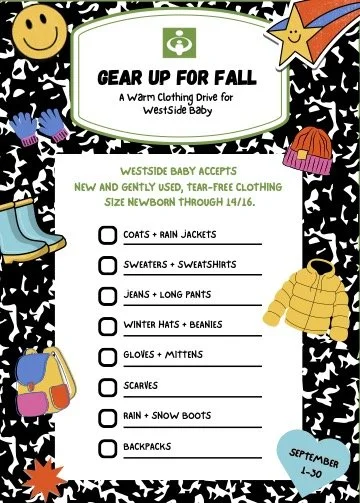 Support Our Community: Gear Up For Fall-- a WestSide Baby Drive