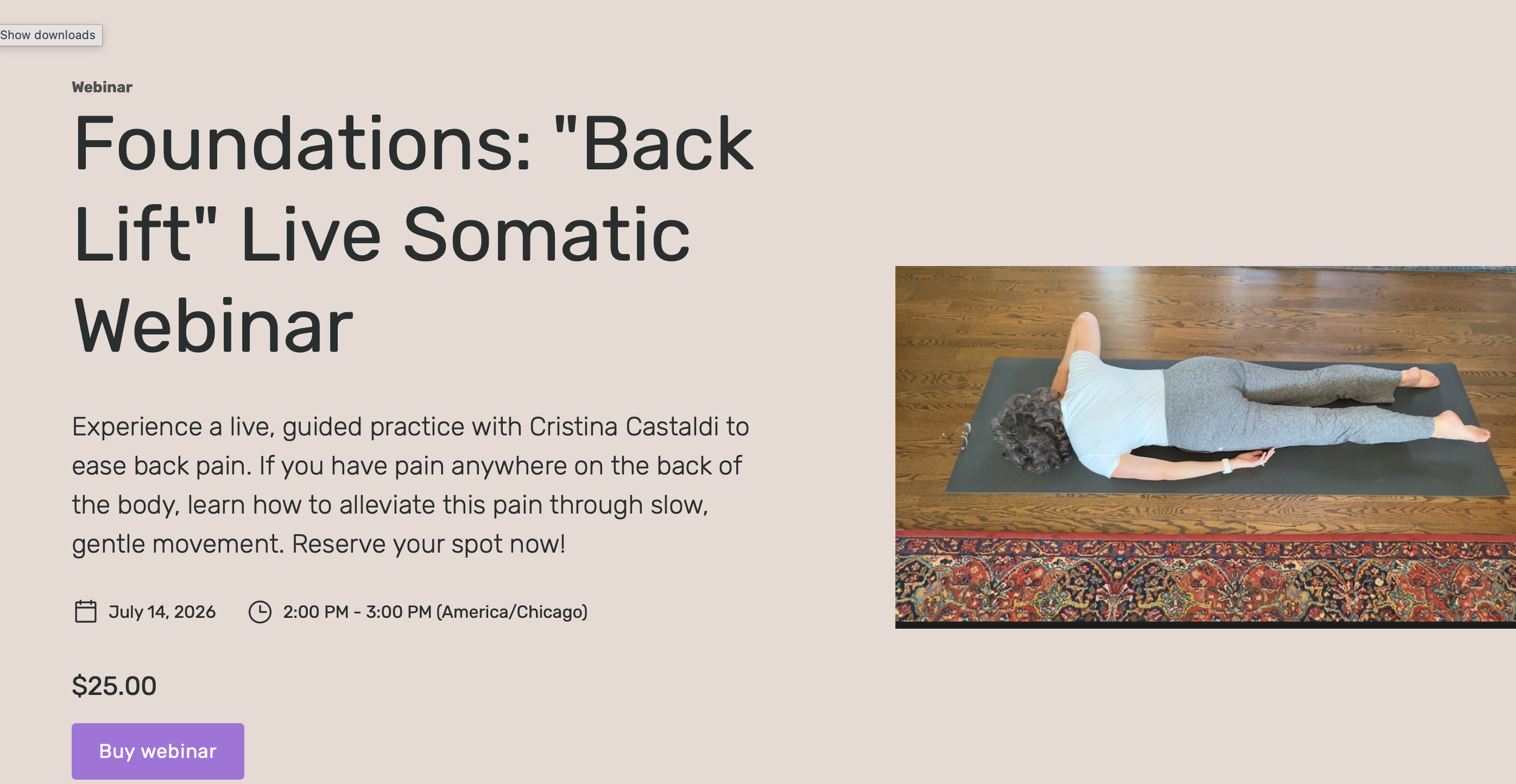 July 14th Live Online Somatic WEbinar
