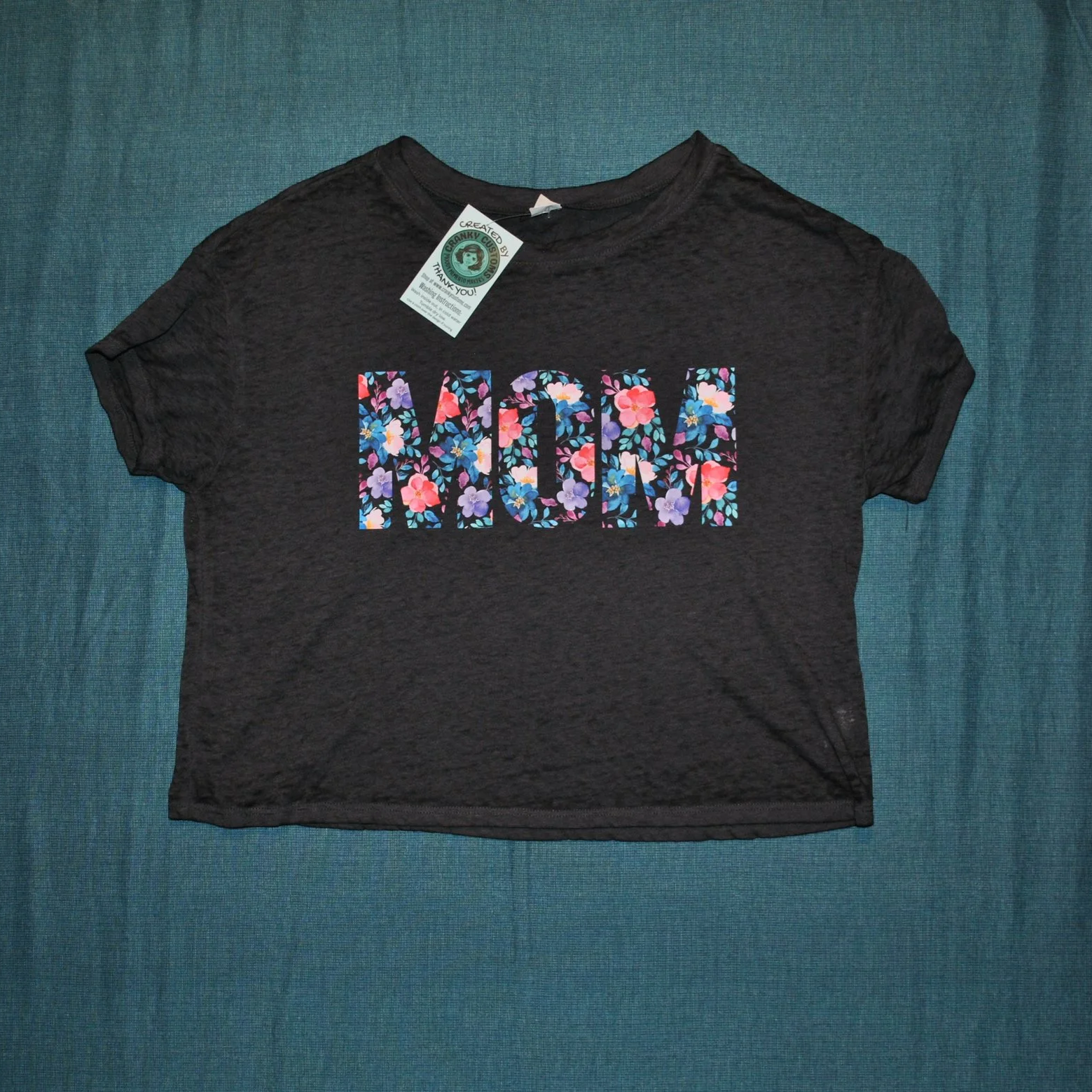 Floral MOM Crop Top - Size LARGE