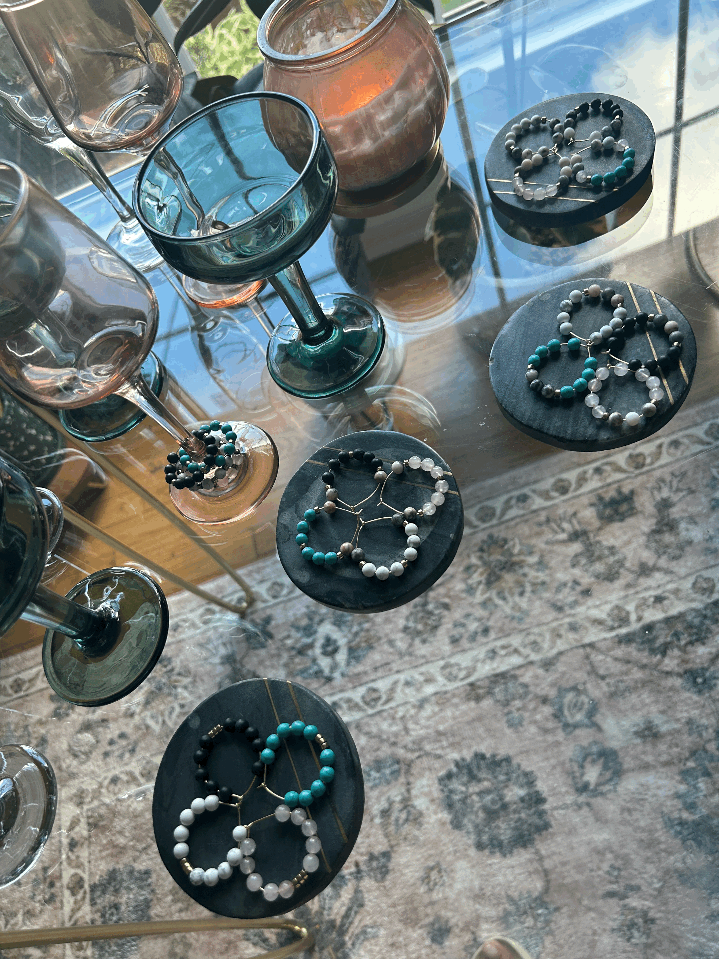 "Semi-Precious" wine charms