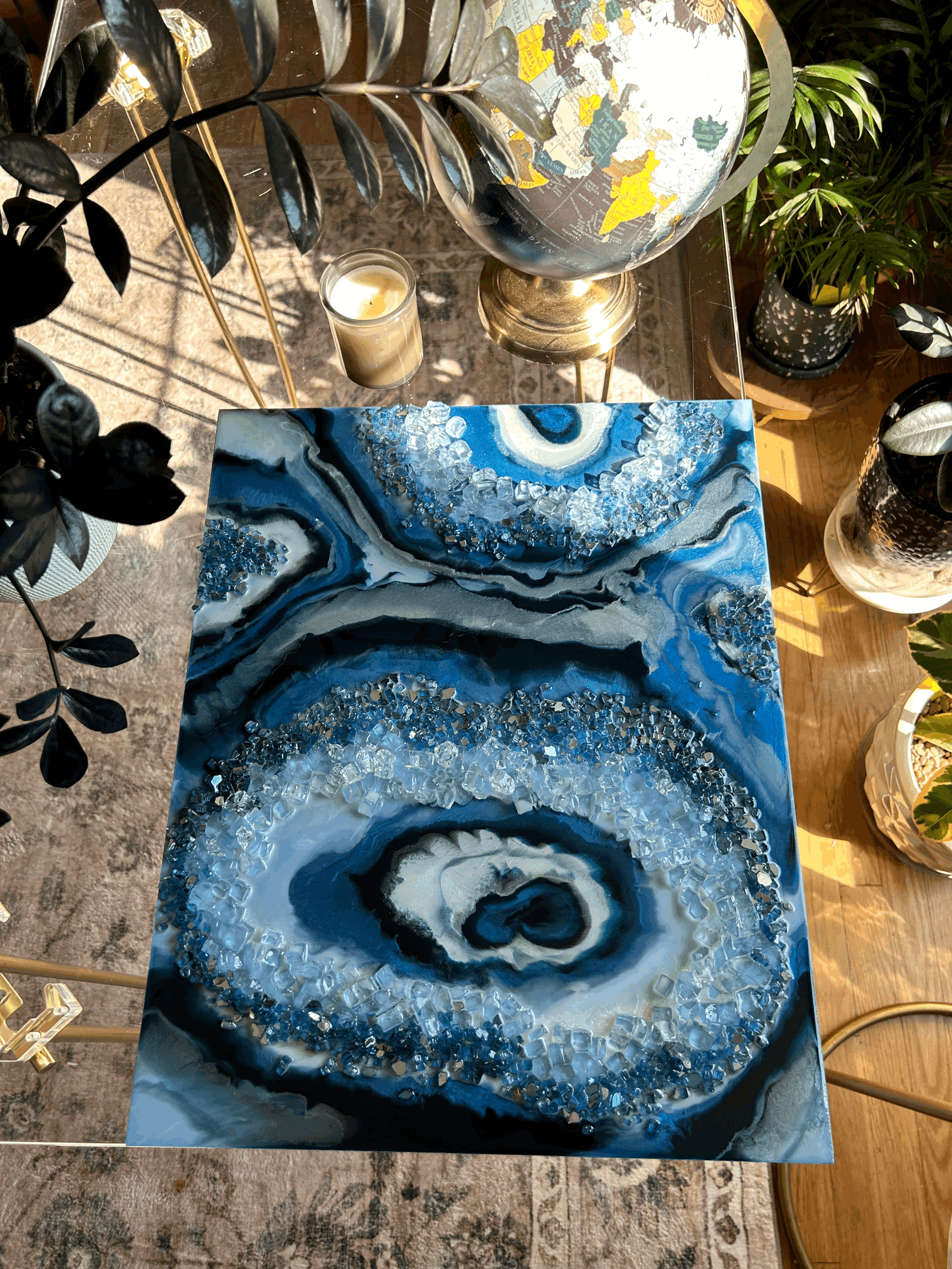 "Blue Jay" geode art