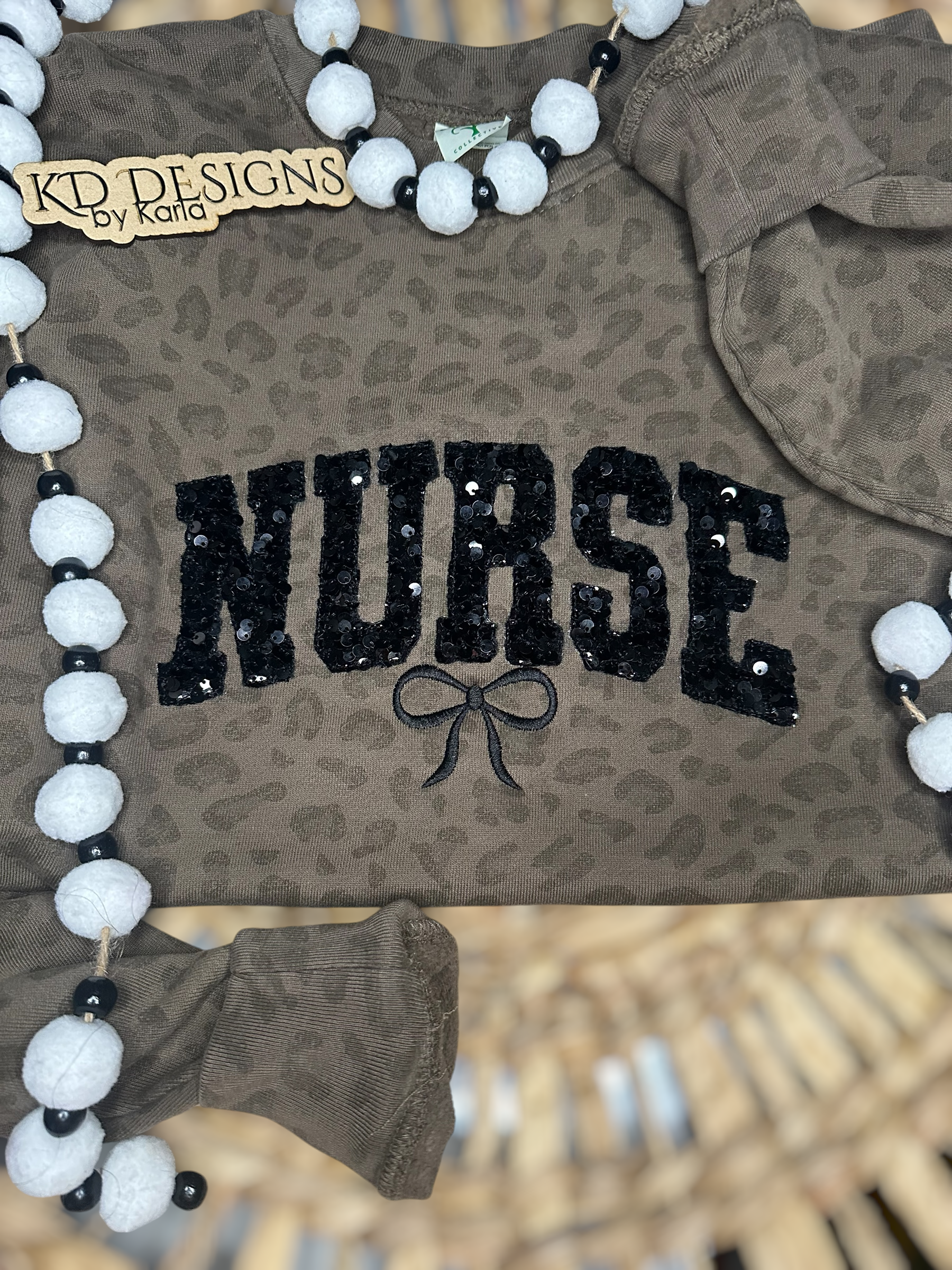 Leopard Nurse Sequin Sweatshirt