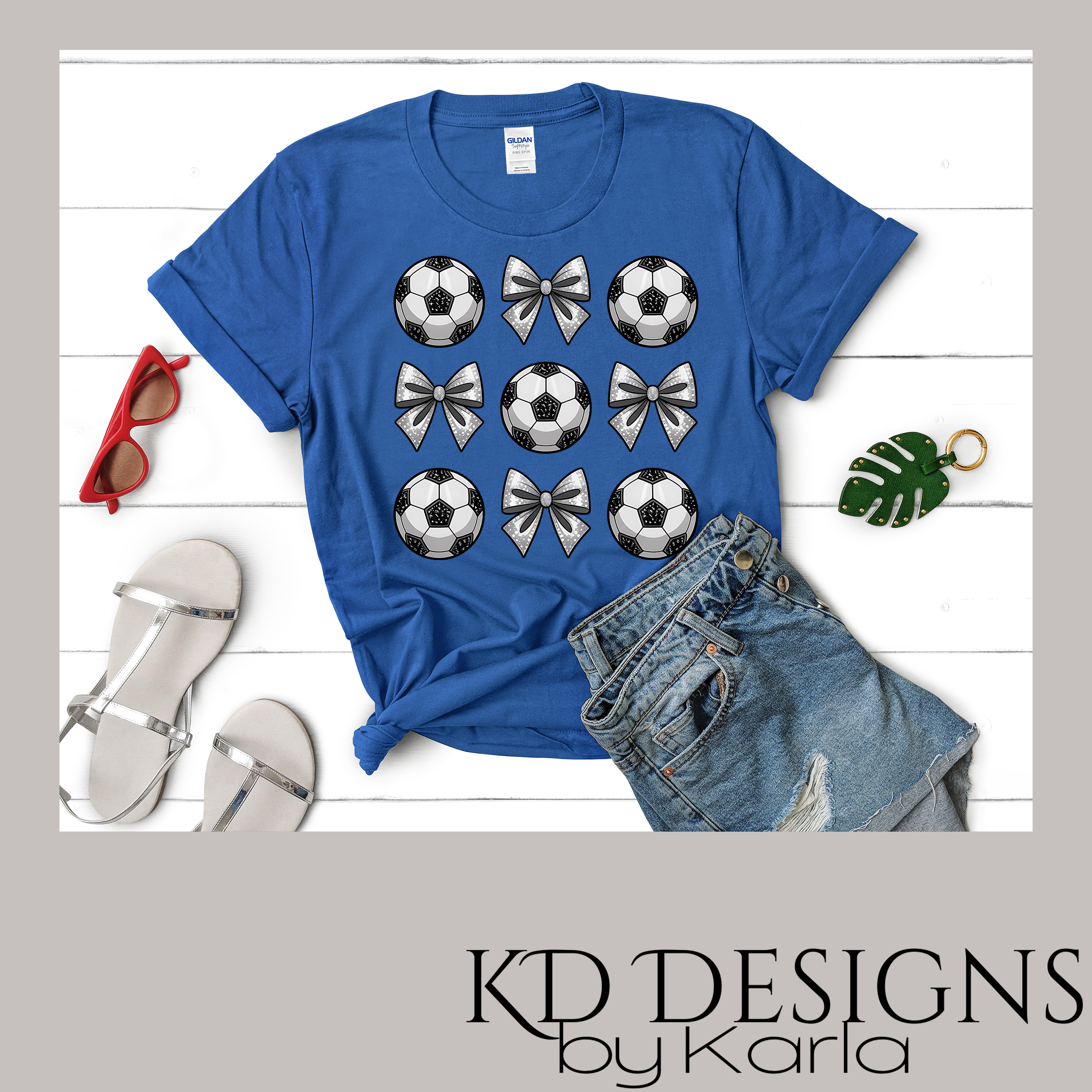 Gildan 5000 Royal Blue soccer bows and ball.png