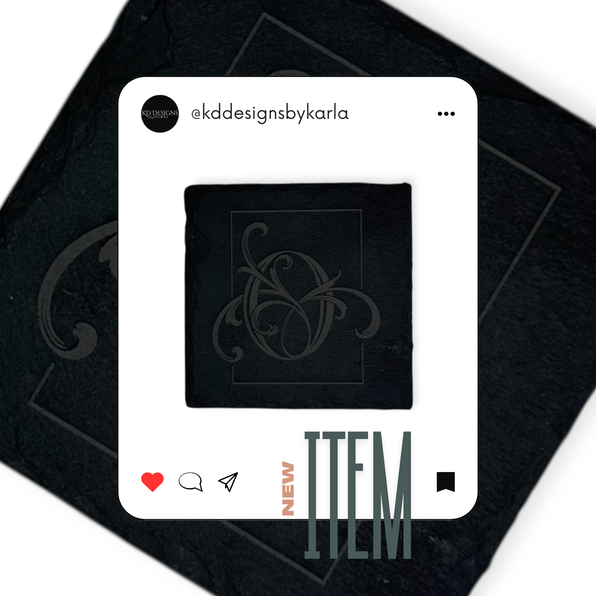 Elegant Slate Engraved Coasters - Pair