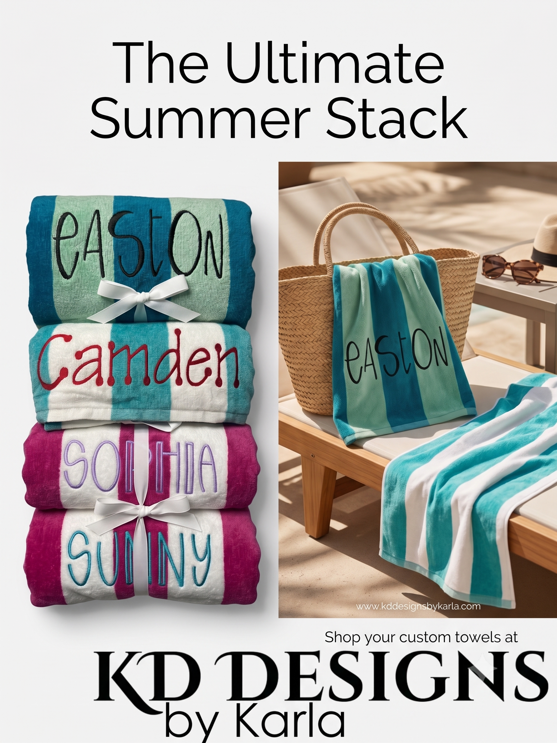 Personalized Luxury Striped Beach Towel