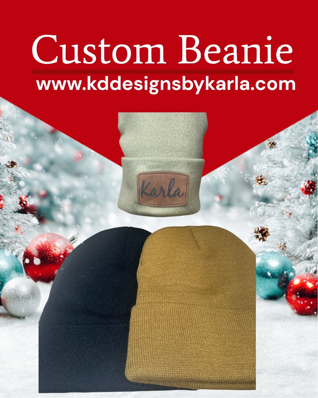 Custom Leather Patch Beanie