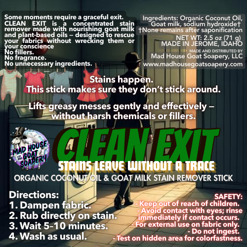 CLEAN EXIT - Laundry Stain Remover Stick - Made with Goat Milk