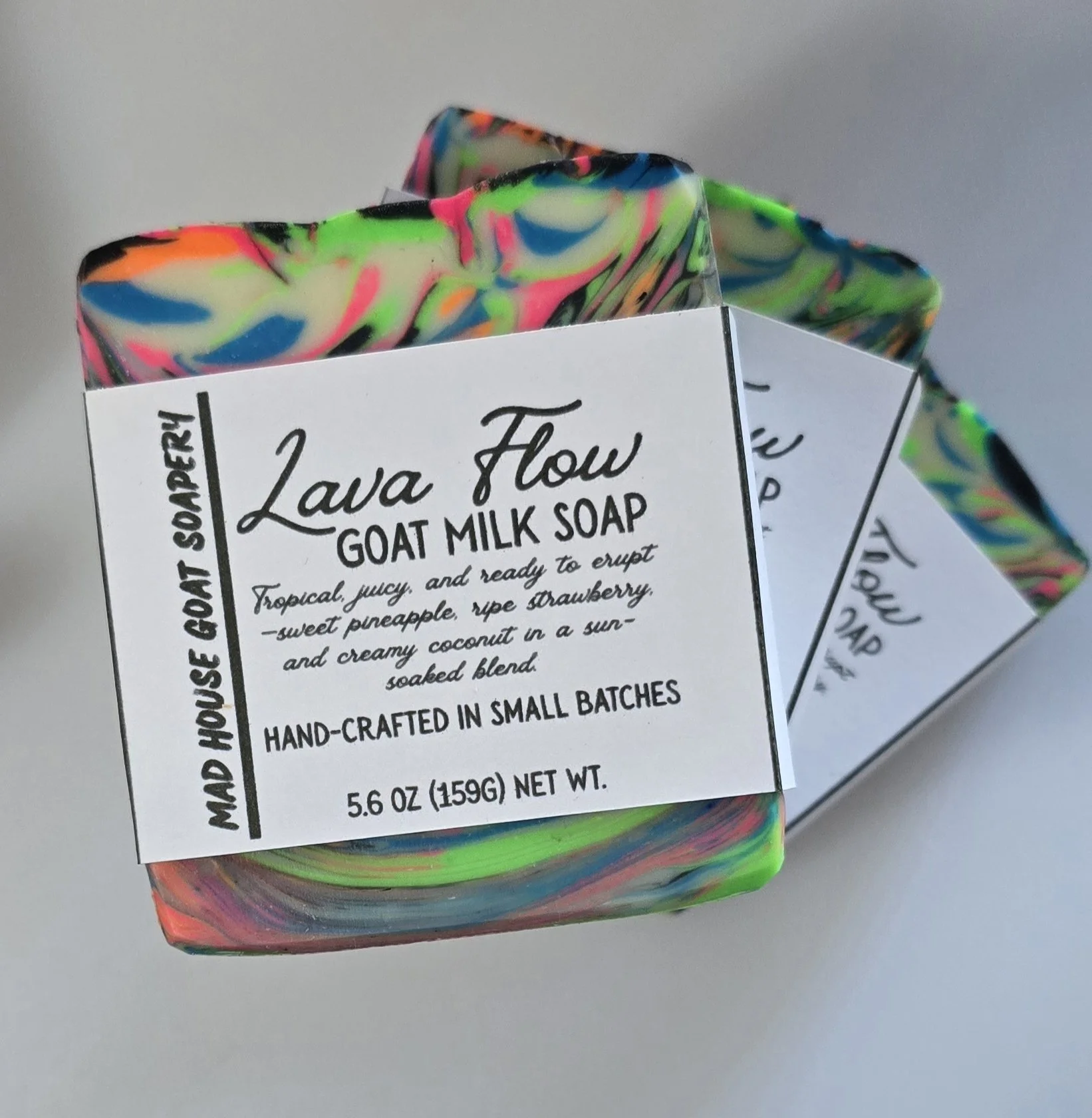 Lava Flow "Fiji" Goat Milk Soap – Tropical Citrus Volcano Dupe | Neon Swirl Artisan Soap | Handmade Luxury Bar