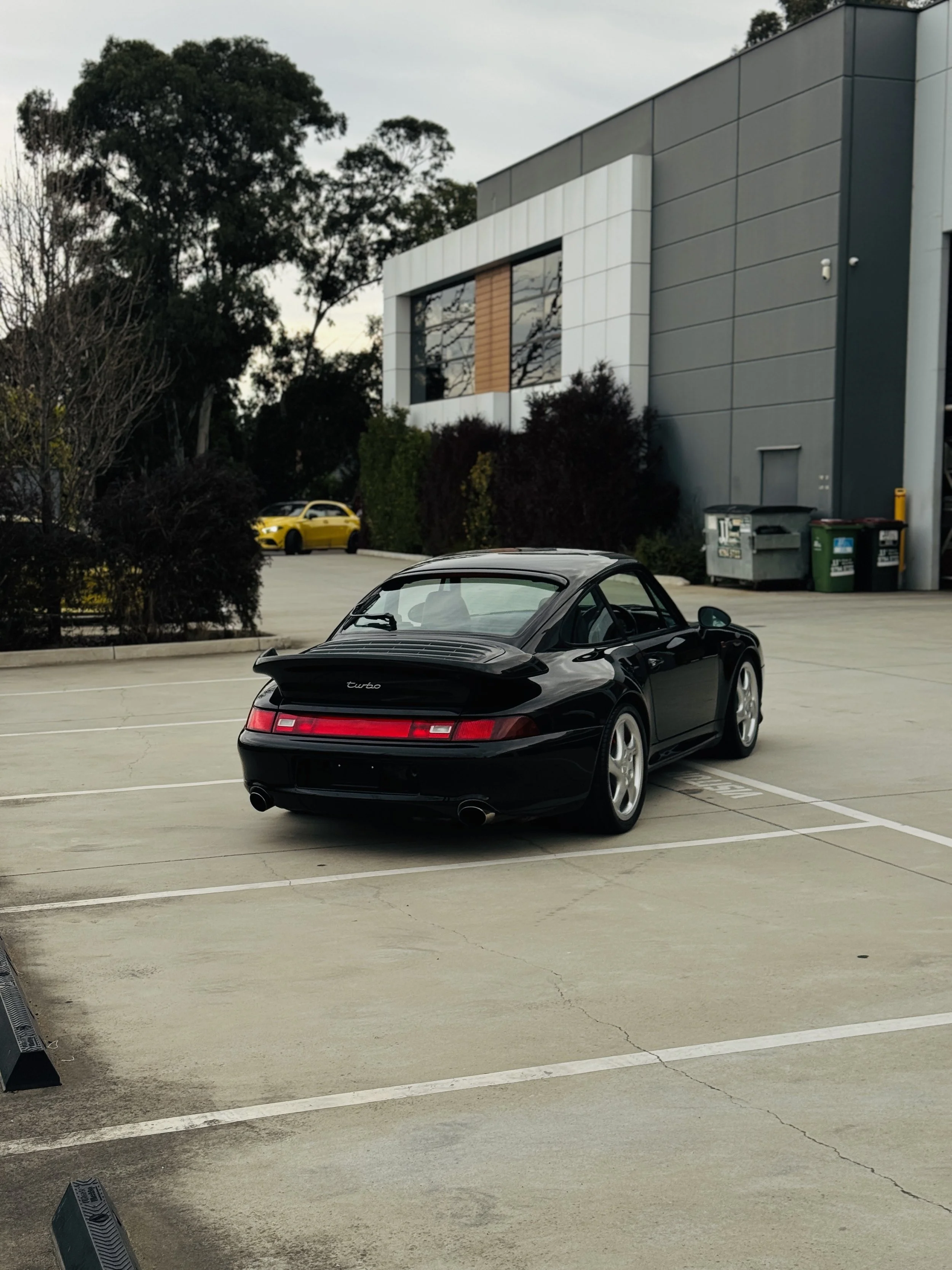 Back shot of imported 911 turbo getting inspection by VASS1089, imported vehicle compliance for 25 year old import, done by Victoria's highest rated VASS engineer