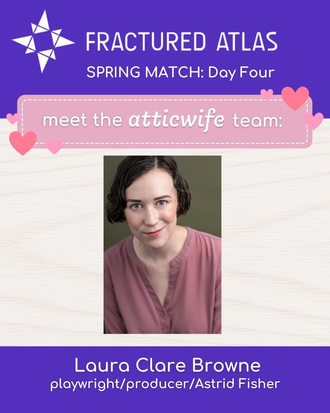 I think you already know her&hellip;.. it&rsquo;s Laura!!! 

Comedian extraordinaire, improv queen, owner of the most iconic bob, she is THE atticwife 💖

If you donate to atticwife today, Laura can go from:

&ldquo;f*ck my chungus life&rdquo;

to

&