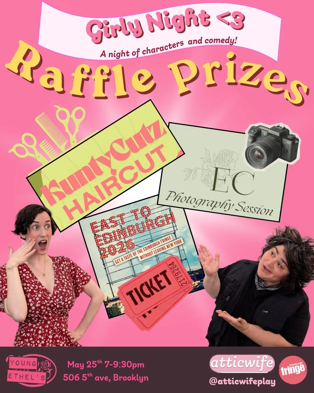 Material Girls&hellip; Our love language is gift giving! 
Check out these super sweet raffle prizes for girly night!

✂️A KUNTYCUTZ Haircut! (valued at $90)
One haircut of any length or texture (no blowouts)
@kuntycutz 

📸Em Cullum Photography (valu