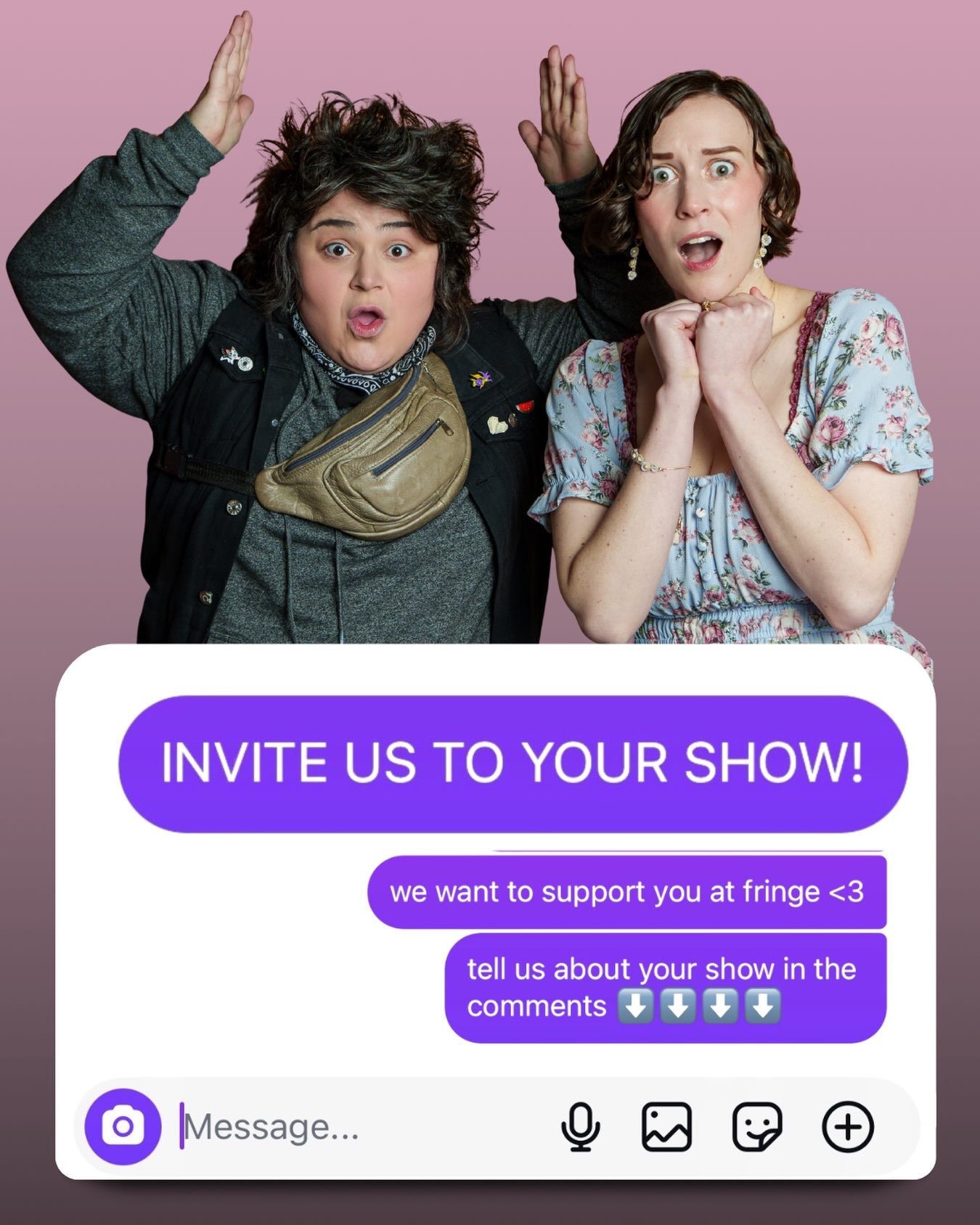 WE WANT TO COME SEE YOUR SHOW!!!! 

the only thing more fun than performing at the Edinburgh Fringe is getting to see the craziest shows in the world 💖💖💖💖

please tell us about your show in the comments below! we are a team of four and we are all