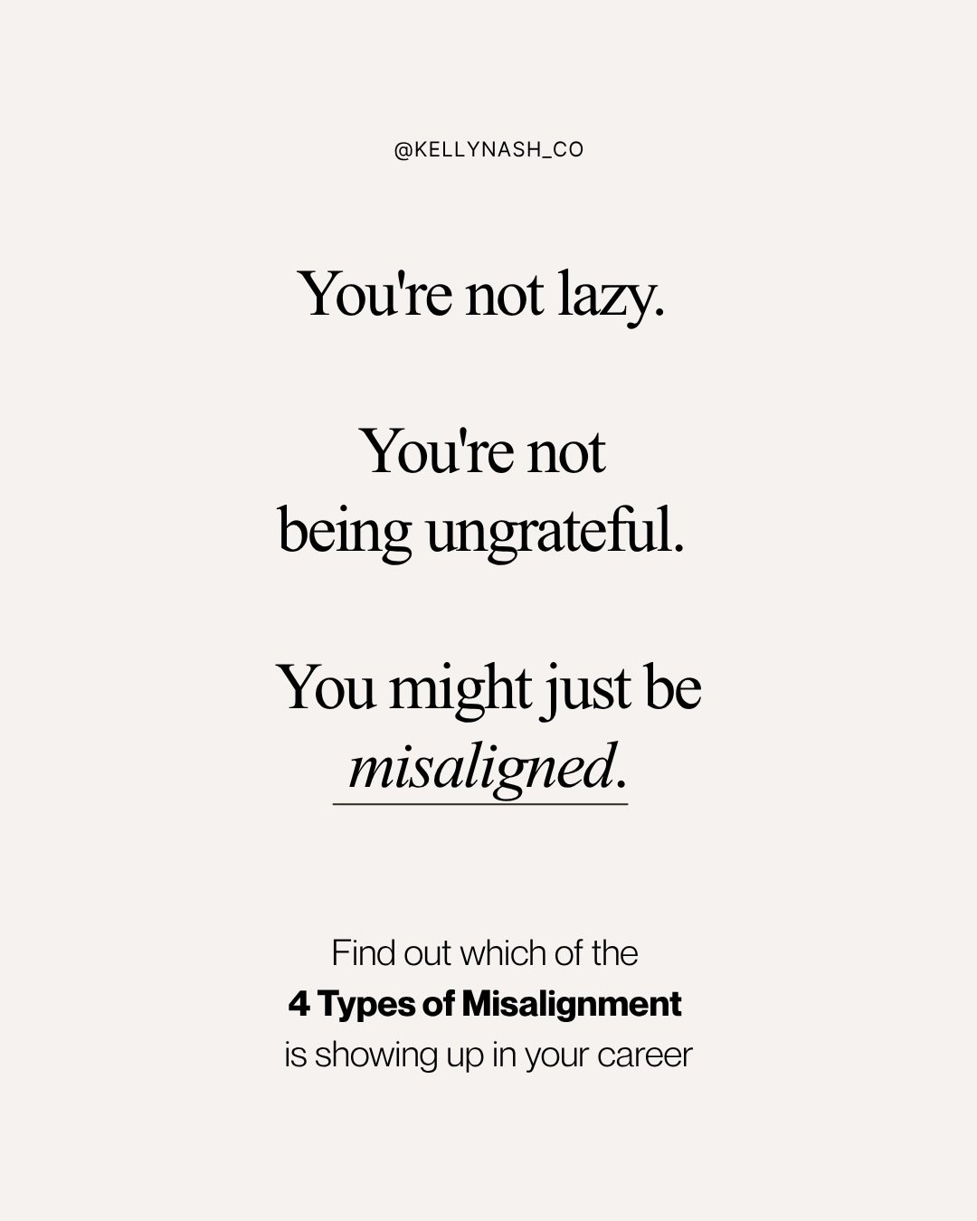 Misalignment doesn&rsquo;t always look like burnout. Sometimes it looks like &lsquo;good on paper&rsquo; and still feeling off. 

Swipe through the 4 types of #misalignment I see most in my coaching practice. Which one hits hardest for you?