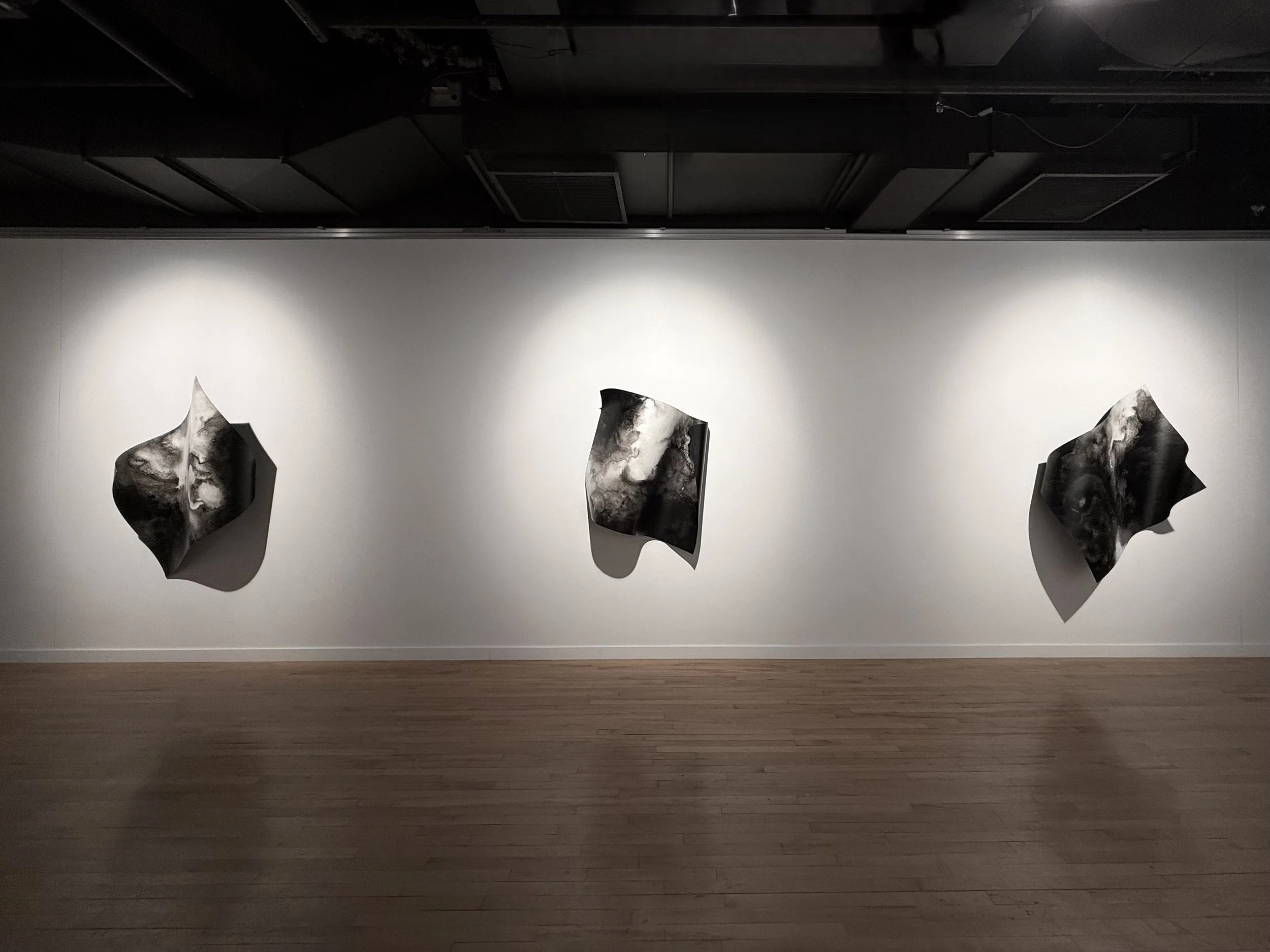 Flot, 2025 (1-3),
Emy Gagnon Gélinas, Encre de Chine, papier Yupo et acier | India ink, Yupo paper and steel,
91 cm × 122 cm × 60 cm, 3,900$ CAD (individuel)