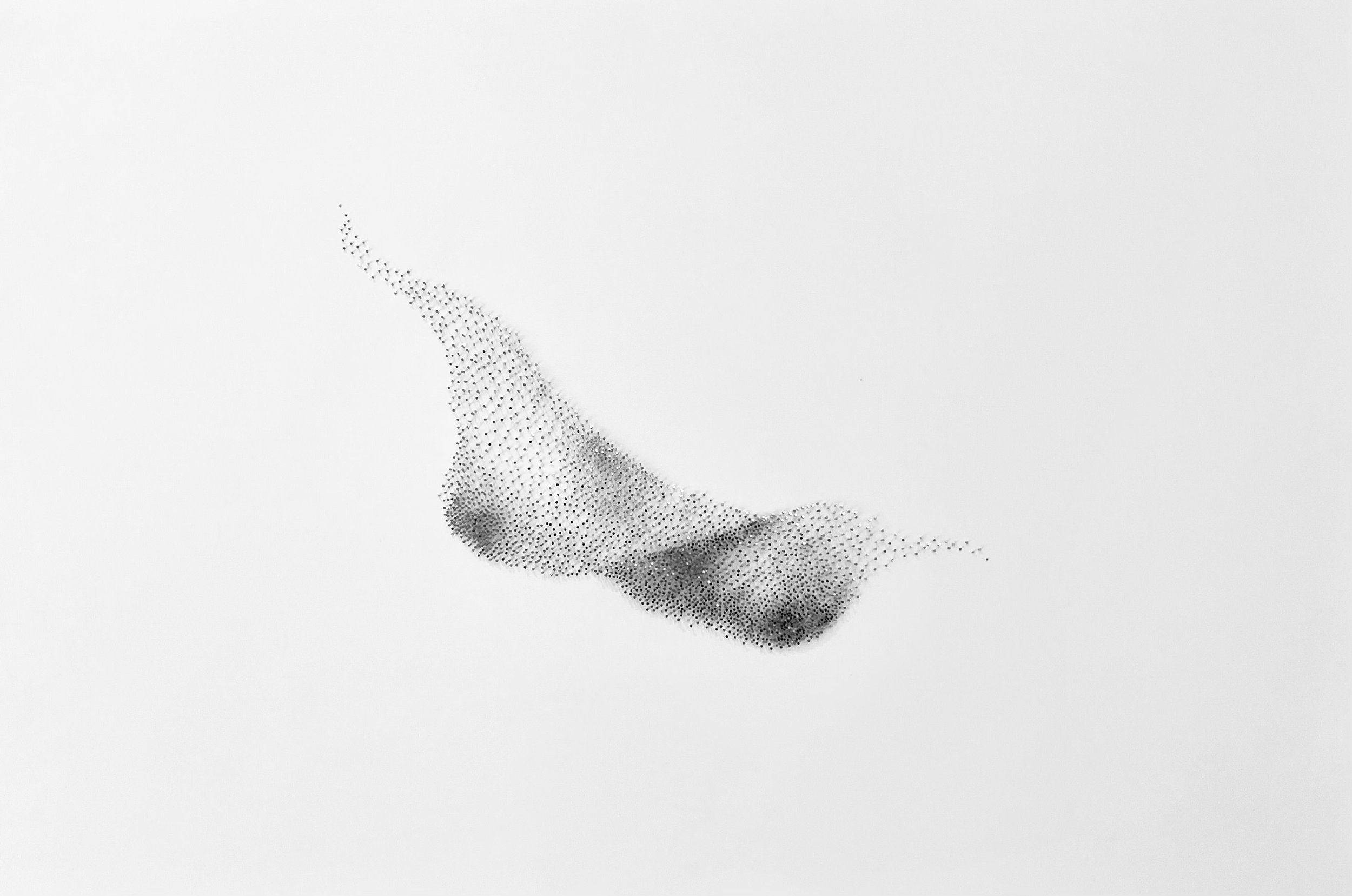Nuée, 2022 - Pins on paper - 22’’ x 30’’ x 2’’ - 1,750$ CAD