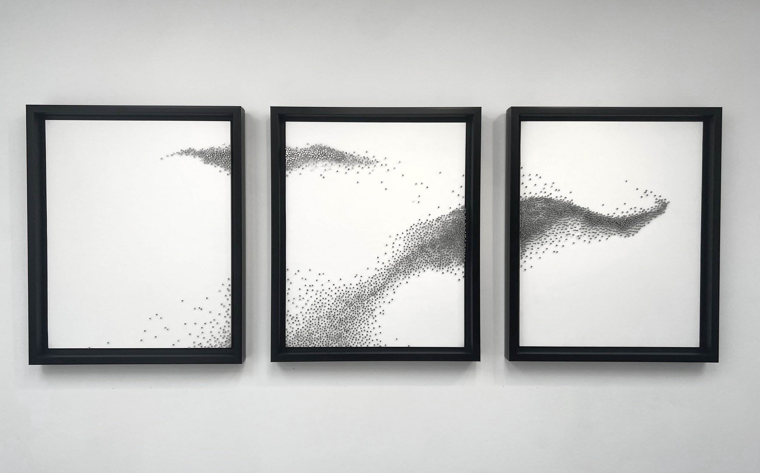 Sans Titre (triptyque), 2023 - Nails on paper - 65’’ x 24’’ x 2’’ - 2,200$ CAD
