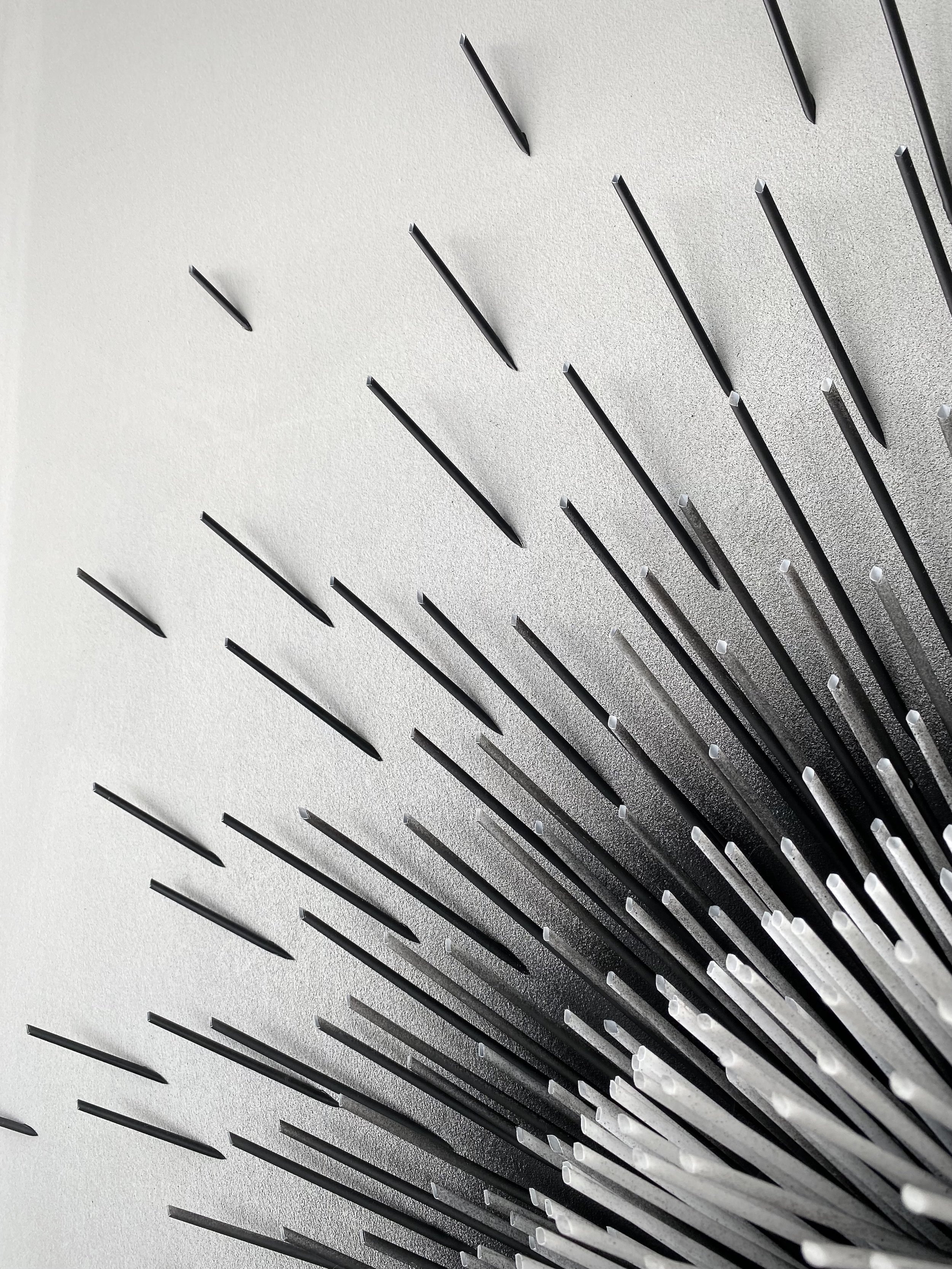 Draw Straws, 2022 🔴 VENDU/SOLD - Plastic straws, MDF panel, paint - 4’ x 7’ x 1,5’