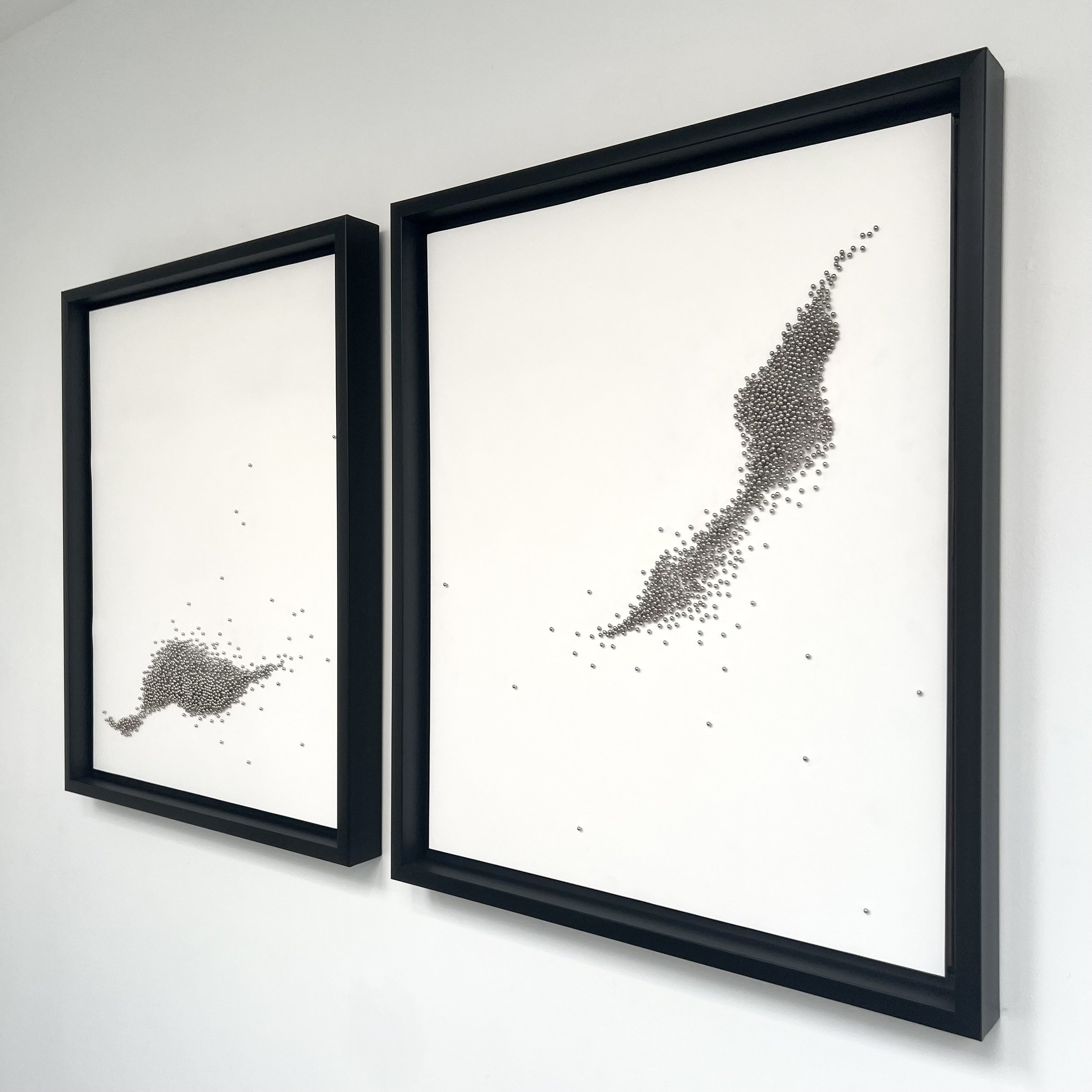 Sans titre (diptyque), 2023 - Pins on paper- 42.4’’ x 30’’ x 2’’ - 1,000$ CAD each or 1,800$ CAD