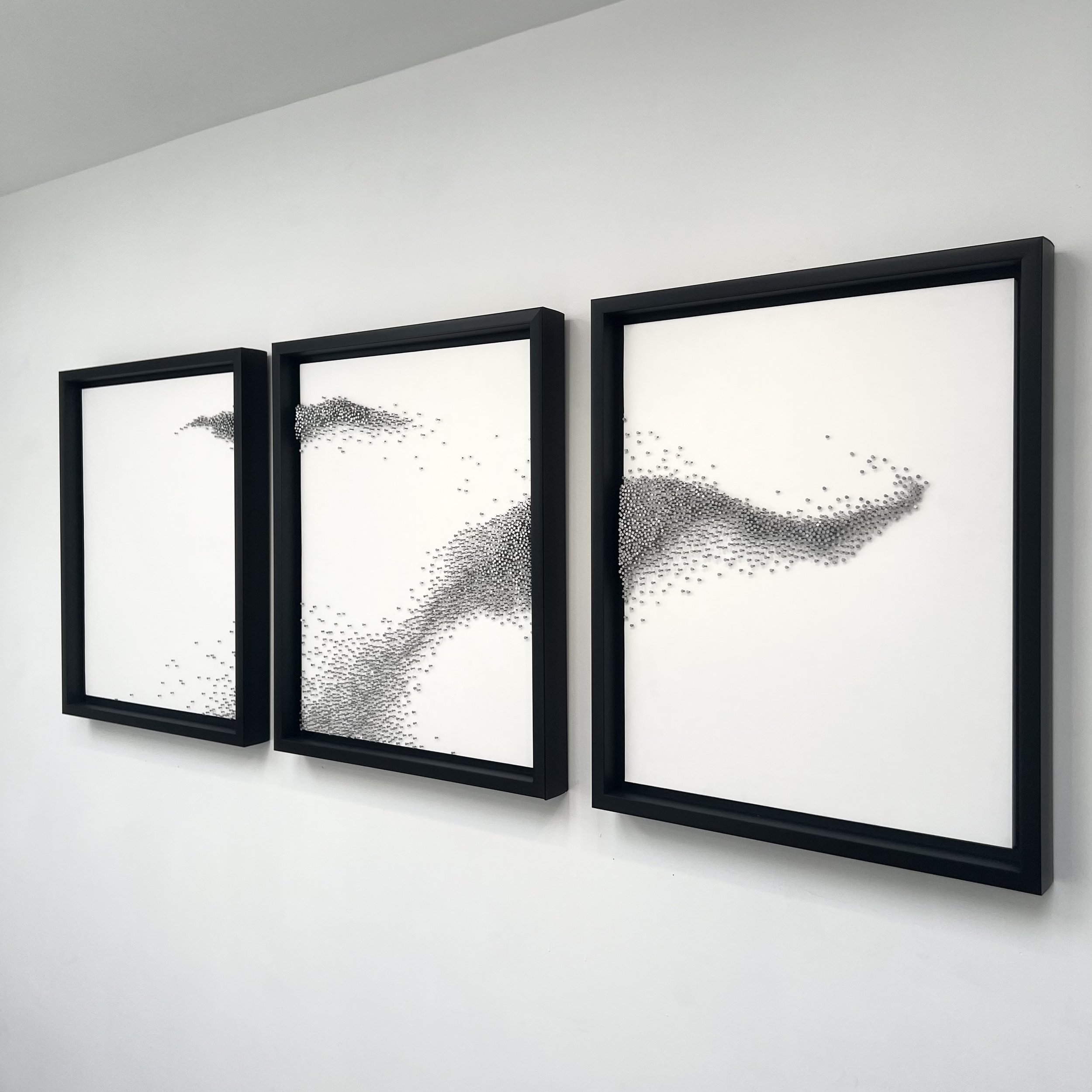 Sans Titre (triptyque), 2023 - Nails on paper - 65’’ x 24’’ x 2’’ - 2,200$ CAD