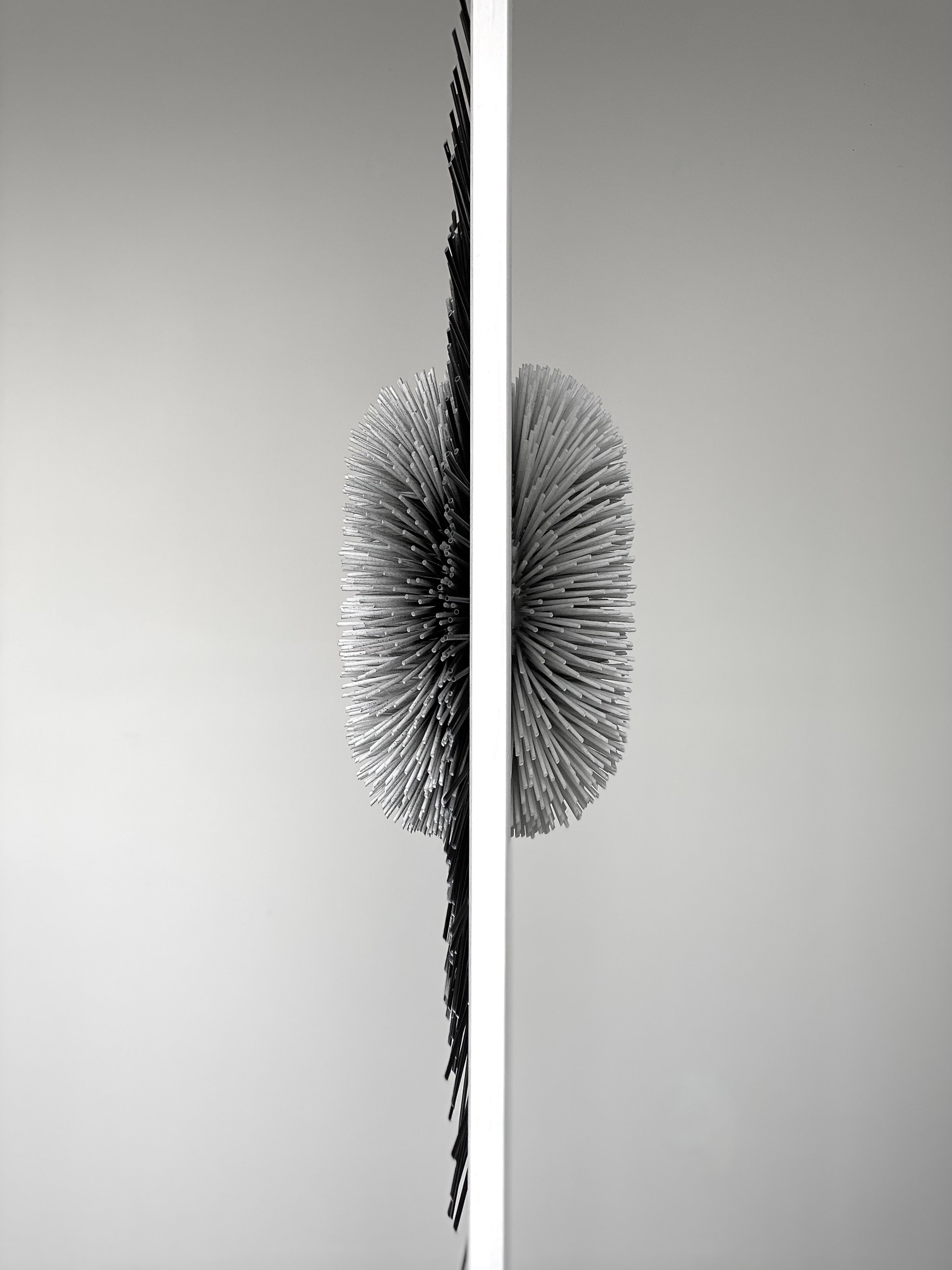 Draw Straws, 2022 🔴 VENDU/SOLD - Plastic straws, MDF panel, paint - 4’ x 7’ x 1,5’