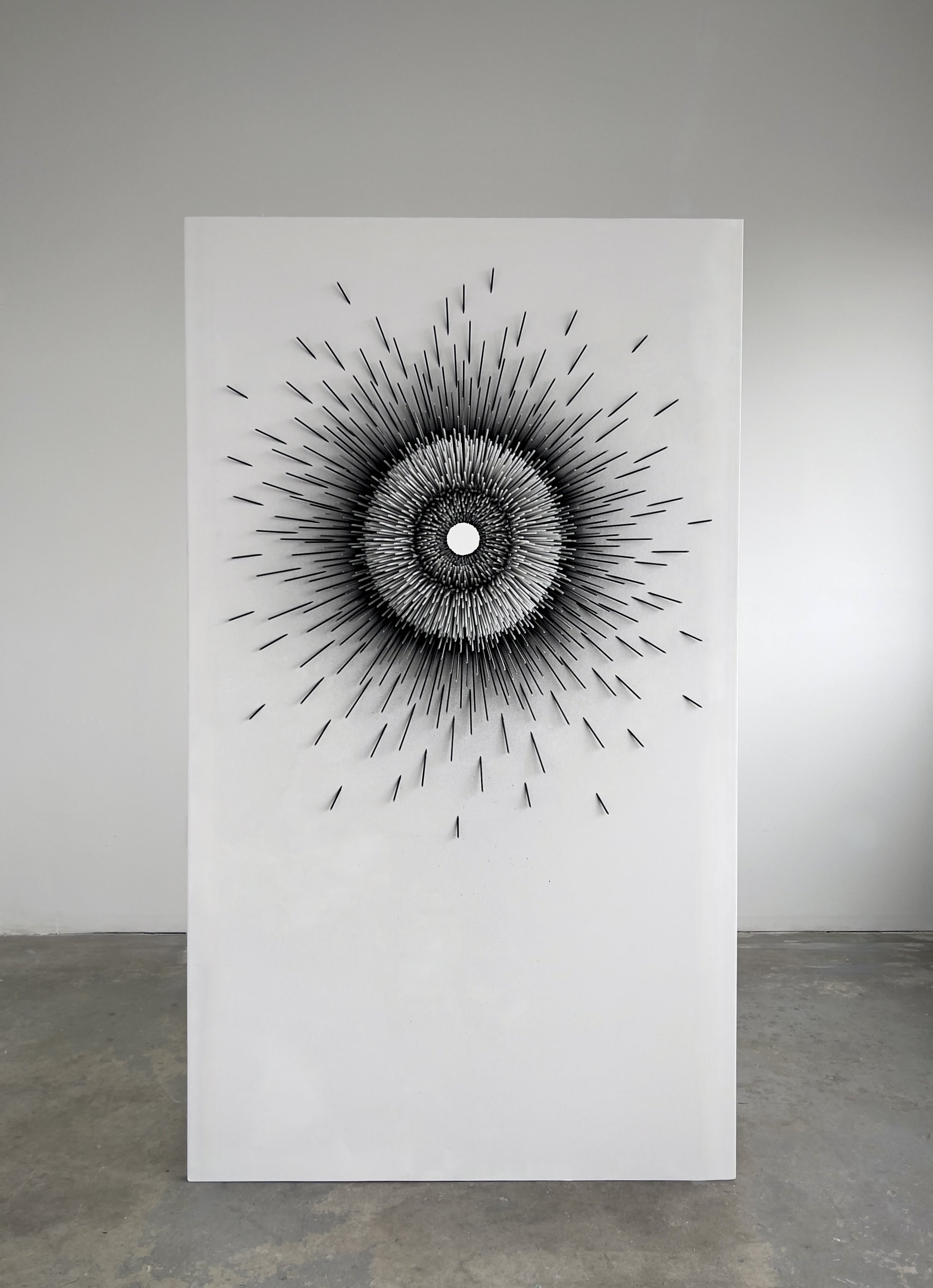 Draw Straws, 2022 🔴 VENDU/SOLD - Plastic straws, MDF panel, paint - 4’ x 7’ x 1,5’
