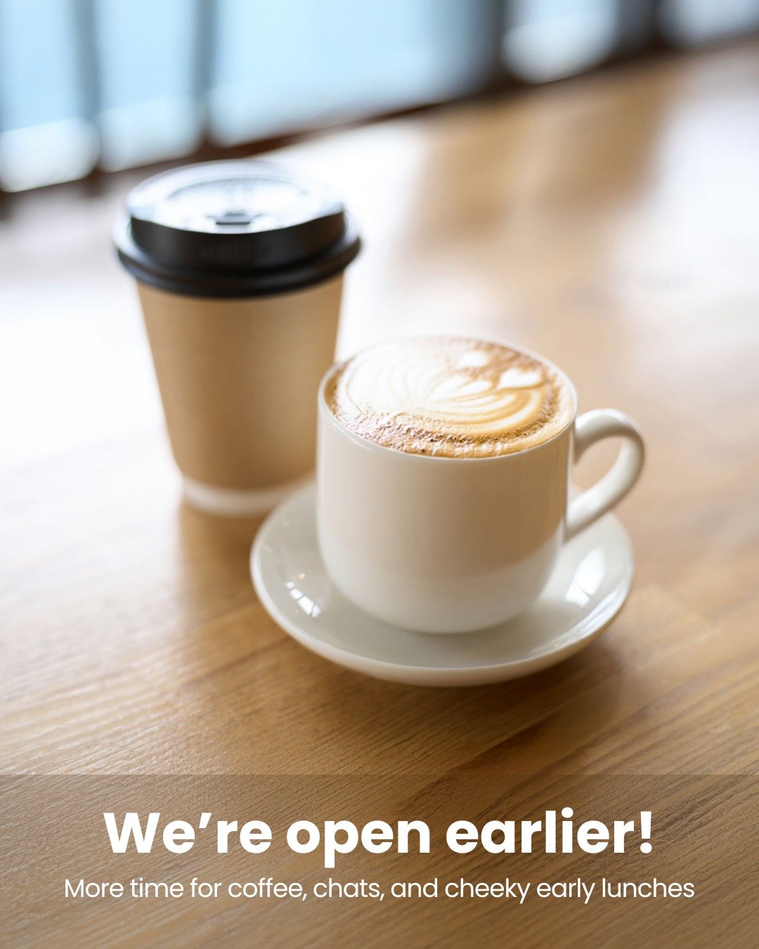 Now pouring from 11:30am, every day of the week.
Your table's waiting. Or your takeaway cup. Your call 😊