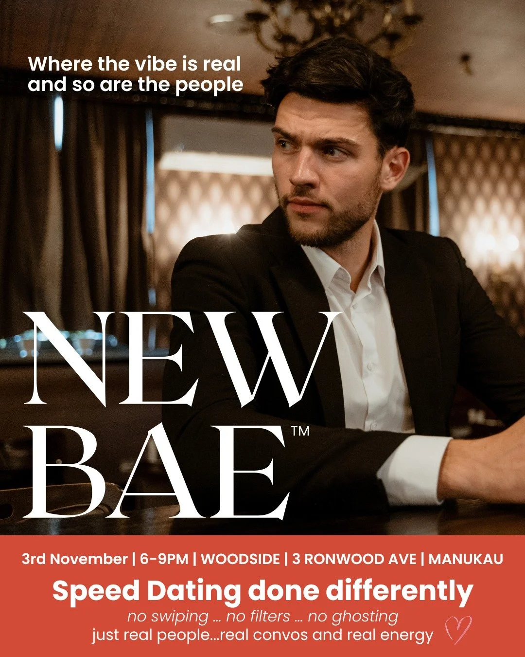 TONIGHT at Woodside - NEW BAE&trade; Speed dating &ndash; where the vibe is real and so are the people 🤎

This is dating done differently - no swiping..no filters ... no ghosting.. Just 𝙧𝙚𝙖𝙡 people... 𝙧𝙚𝙖𝙡 convos... and 𝙧𝙚𝙖𝙡 energy 🤎

⏰
