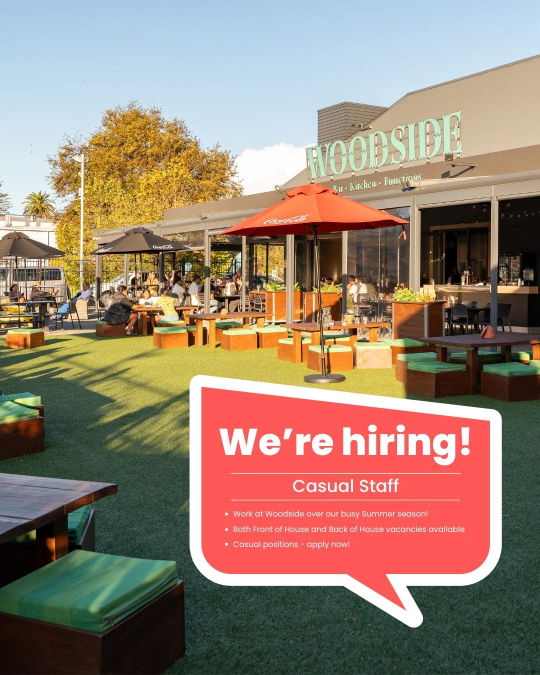 Join our friendly team and be part of a fast-paced, fun hospitality environment!

We have casual positions over our busy Summer period available for both Front of House and Back of House.

If you&rsquo;re ready to bring your skills and energy to Wood