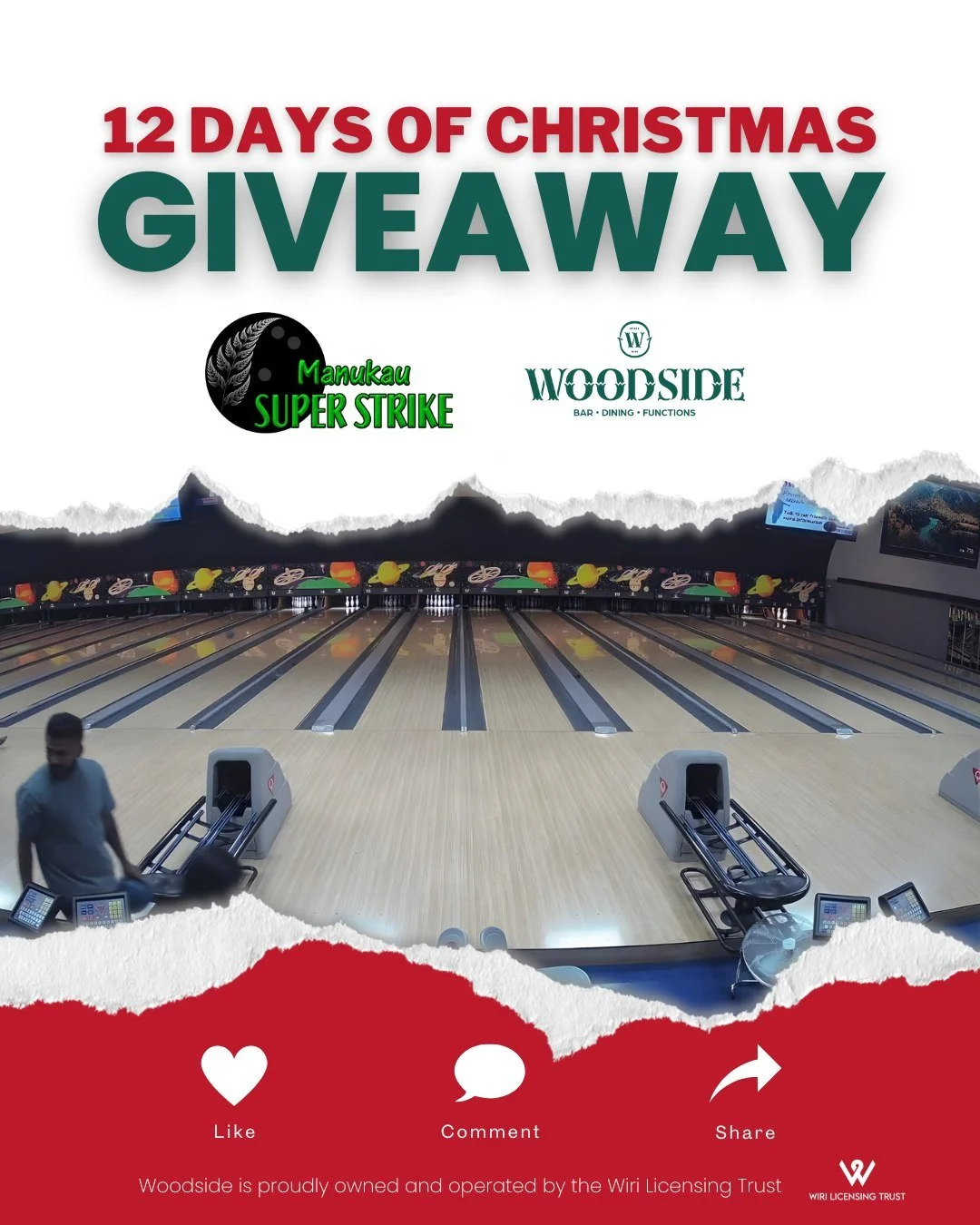 🎄 12 Days of Christmas Giveaways &ndash; Day 9! 🎄
Strike! Today&rsquo;s giveaway is right up your alley for family fun! 🎳
✨ 1 Family Pass (2 adults, 2 kids) to @manukausuperstrike Ten Pin Bowling AND a $50 @woodside_bar_kitchen voucher for some go