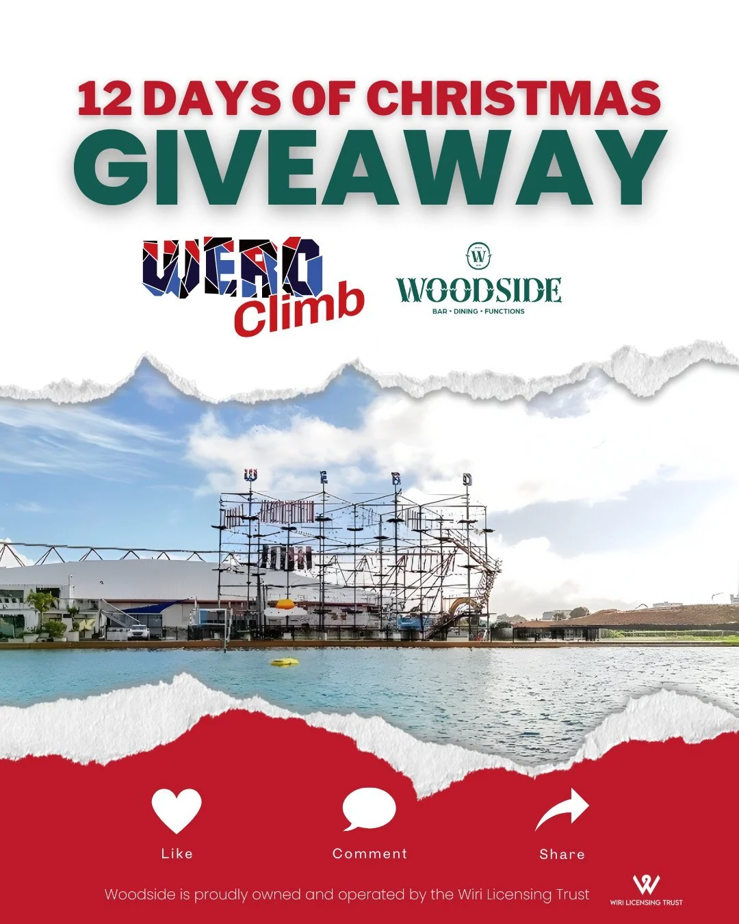 🎄 12 Days of Christmas Giveaways &ndash; Day 12! 🎄
Back by popular demand - we&rsquo;re finishing strong with a family favourite!
✨ 1 Family Pass to @weroclimb (2 adults + 2 children aged 6&ndash;12) AND an $80 @woodside_bar_kitchen voucher! ✨

To 