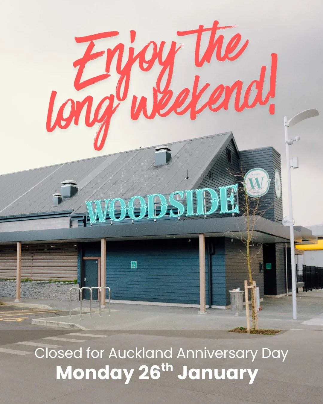 Make the most of Auckland Anniversary weekend with us at Woodside 💚
We&rsquo;re open throughout the long weekend, but please note we&rsquo;ll be closed on Monday, 26 January.
