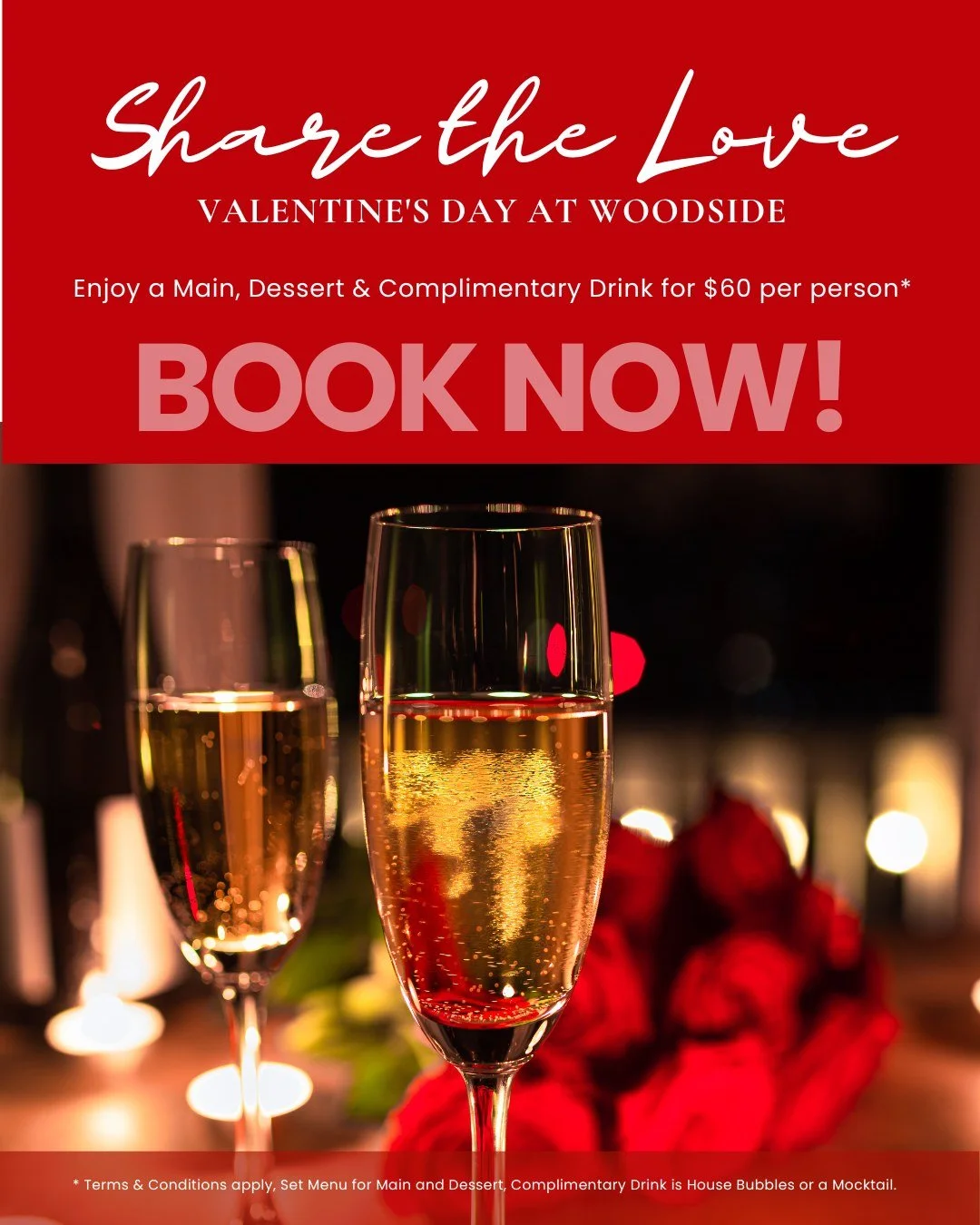 It's ONE WEEK until Valentine's Day - are you sorted with a booking??

www.woodside.org.nz/book-a-table

For more information about our special valentines package see here:
https://www.facebook.com/events/761993659702495