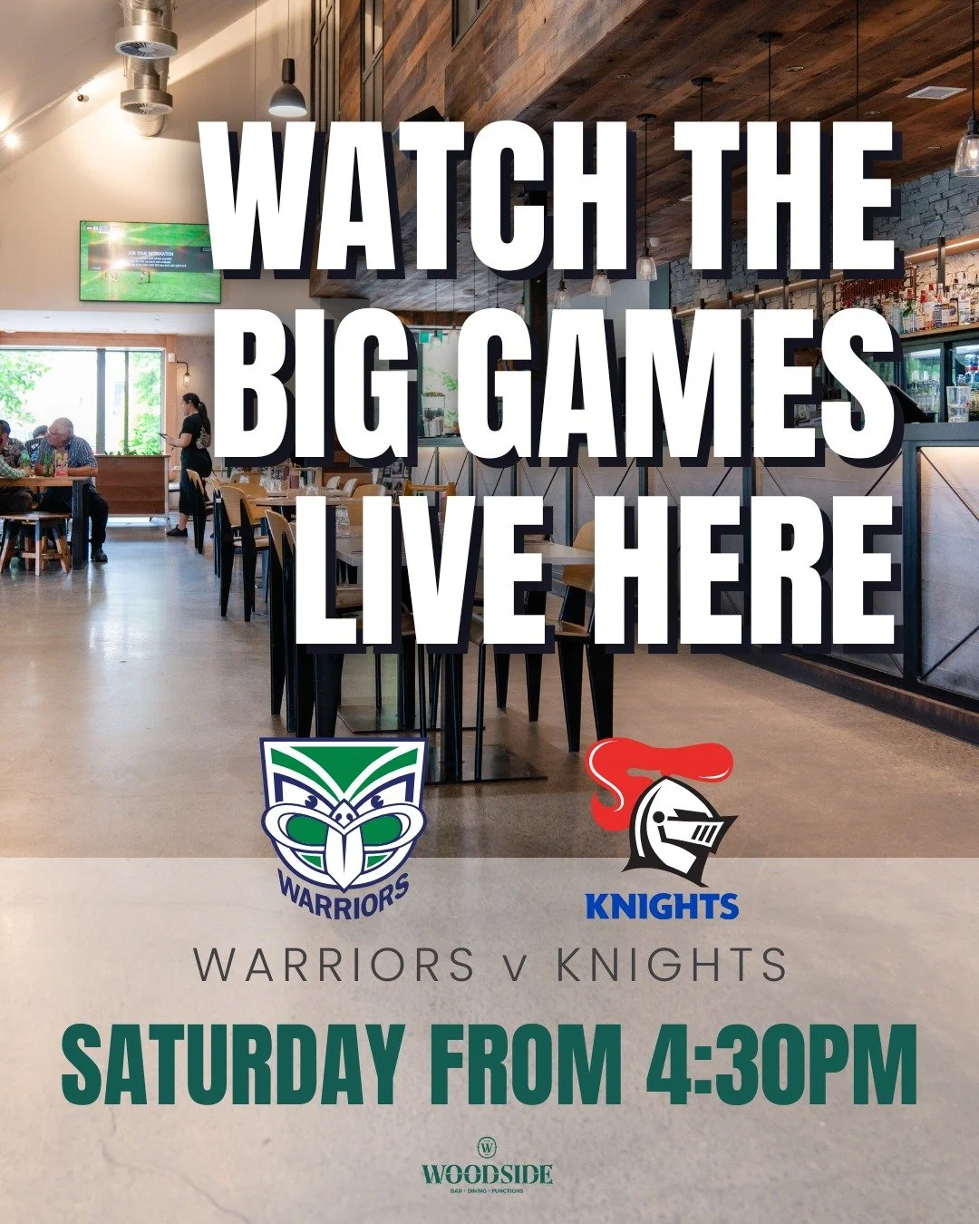 🏉 Game on this Saturday.
We&rsquo;re screening the Newcastle Knights vs New Zealand Warriors clash live, kick-off at 5pm - cold drinks ready, seats waiting!