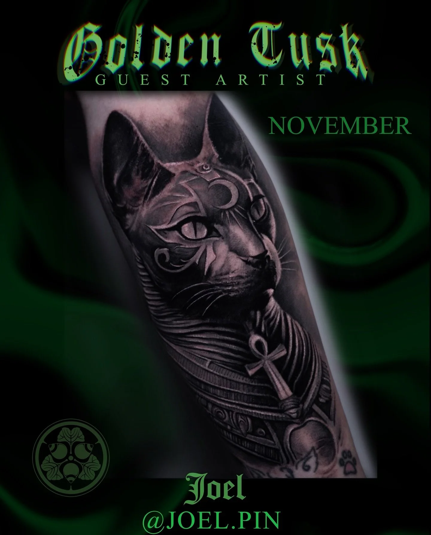 Check out this amazing guest artist from German 🇩🇪@joel_pin we have with us in November!! You can contact Joel directly to make any bookings