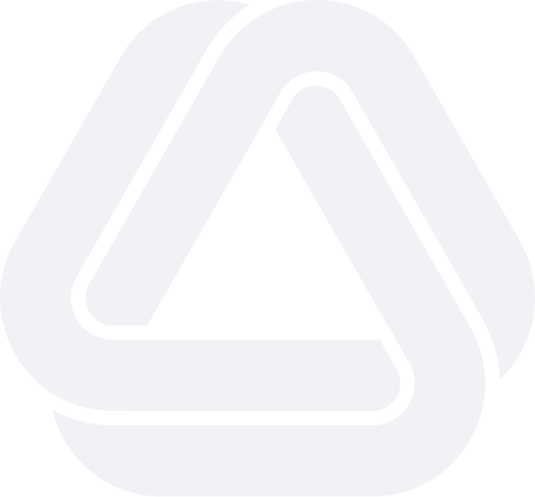 A stylized black and white icon of a Penrose triangle, an optical illusion triangle shape.